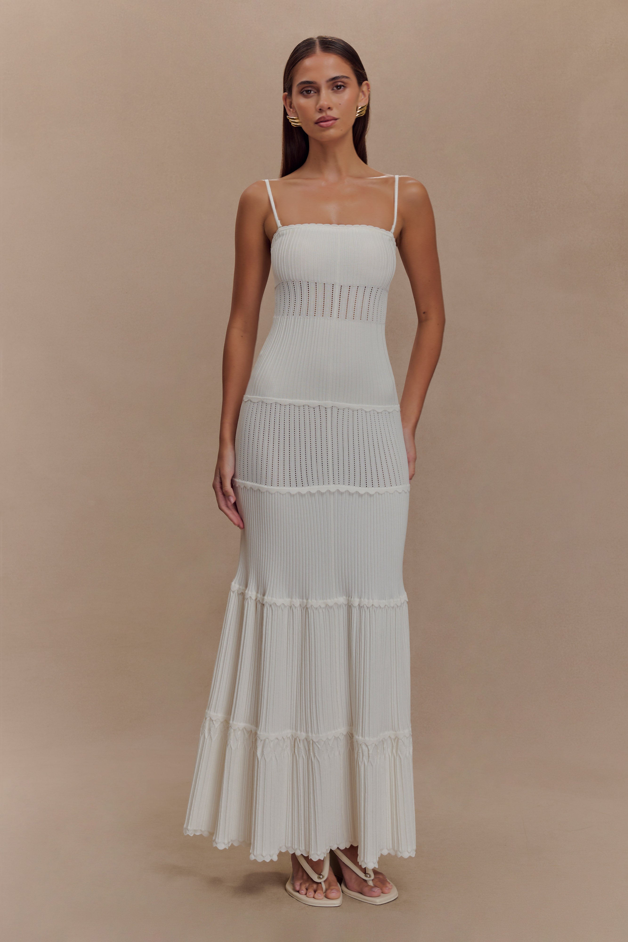 Finley Pointelle Knit Maxi Dress / Ivory | Meshki