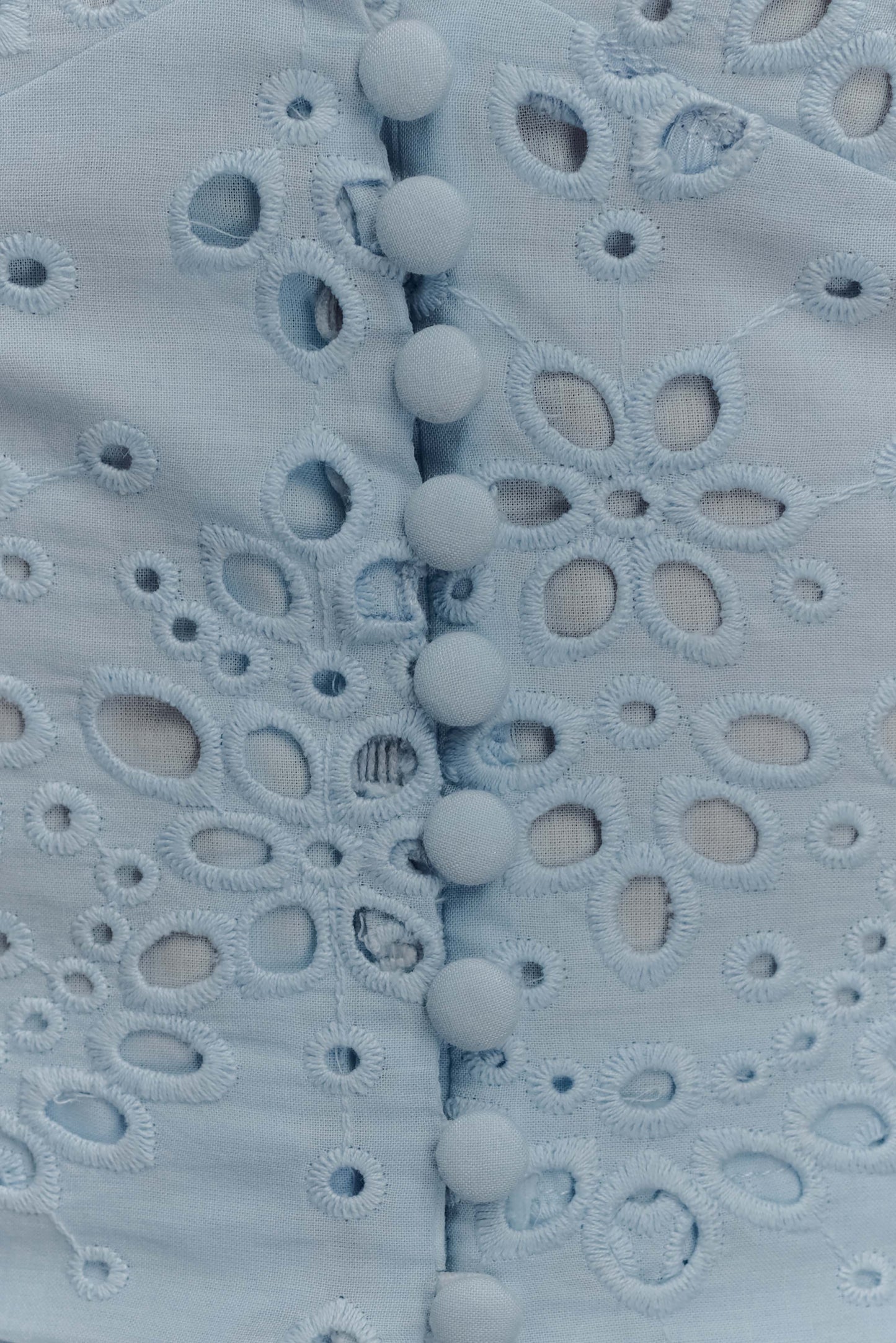 Arla Sleeveless Broderie Top - Pale Cornflower Blue