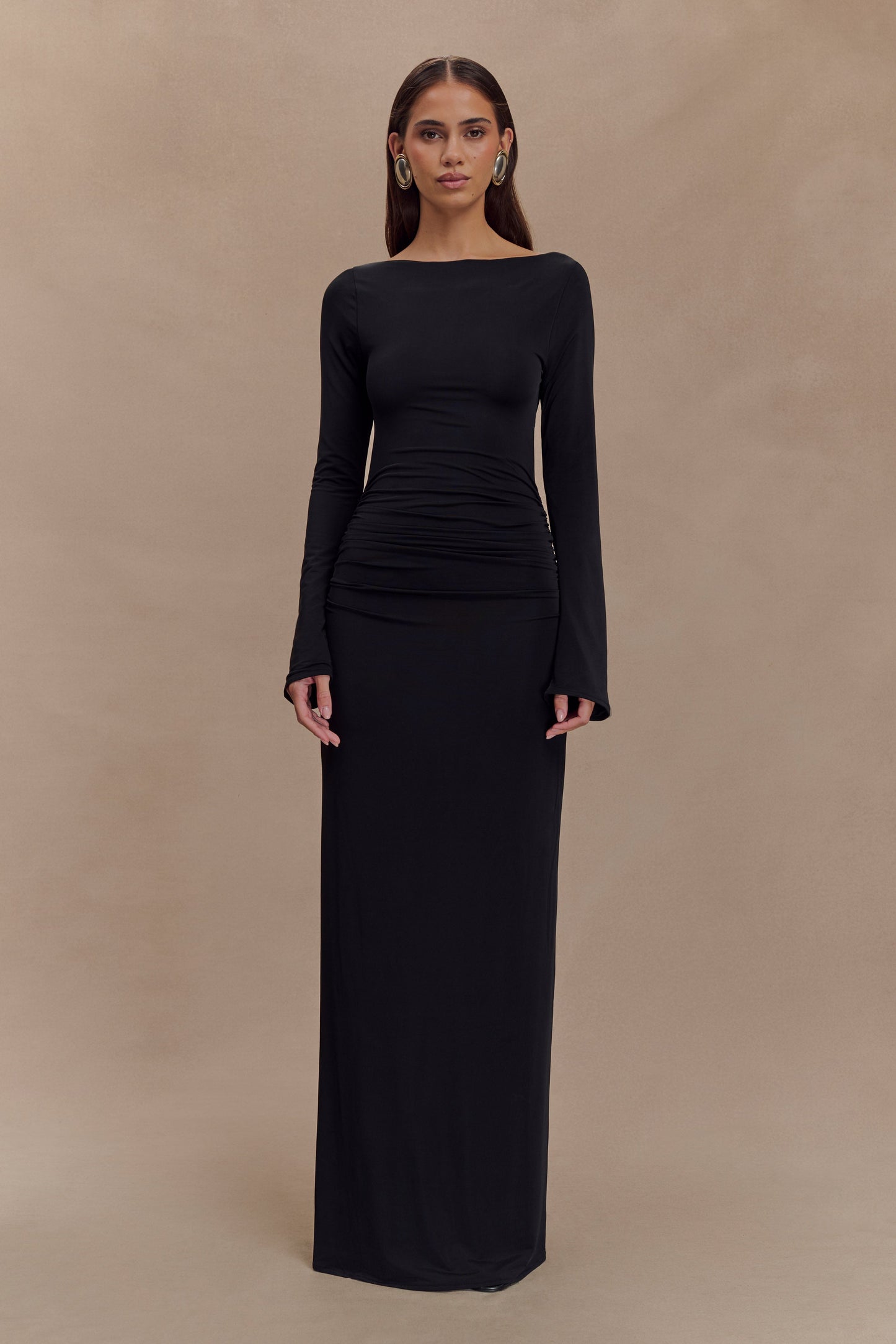 Vienna Slinky Cut Out Maxi Dress - Black