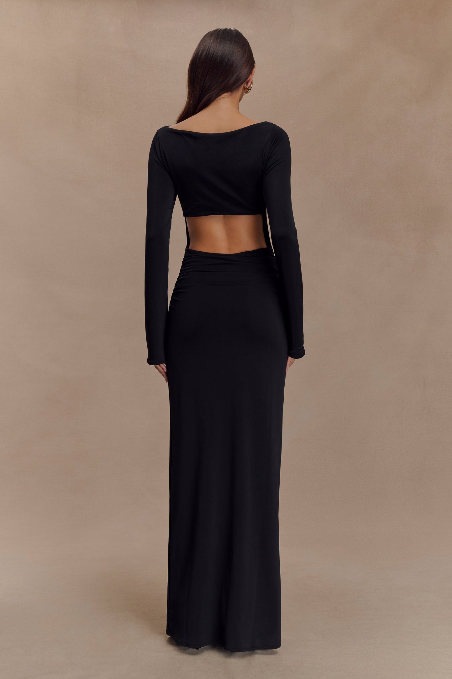 Vienna Slinky Cut Out Maxi Dress - Black