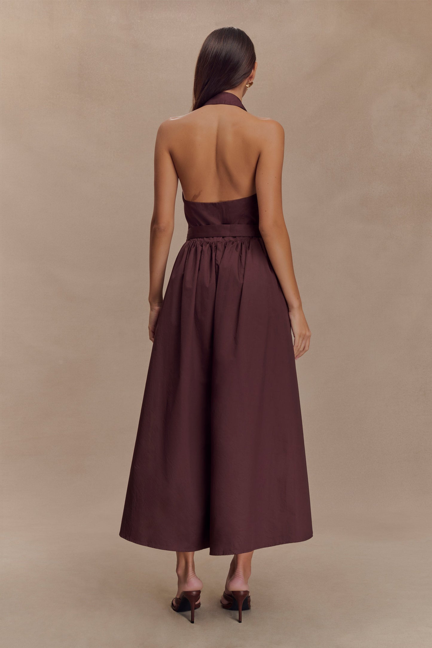 Cindy Collared Midi Dress - Chocolate