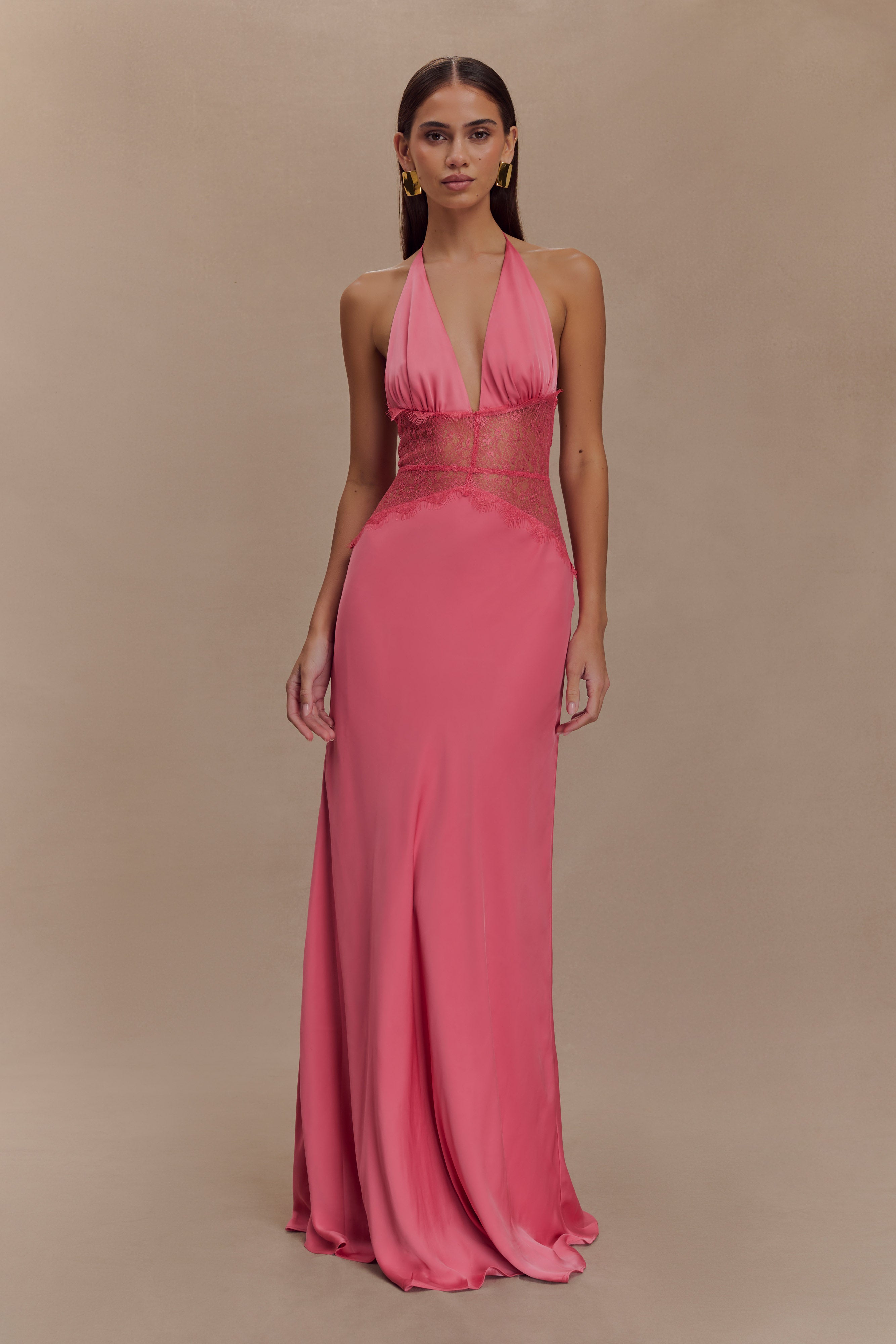 Dinah Lace And Satin Maxi Dress / Blush Rose | MESHKI
