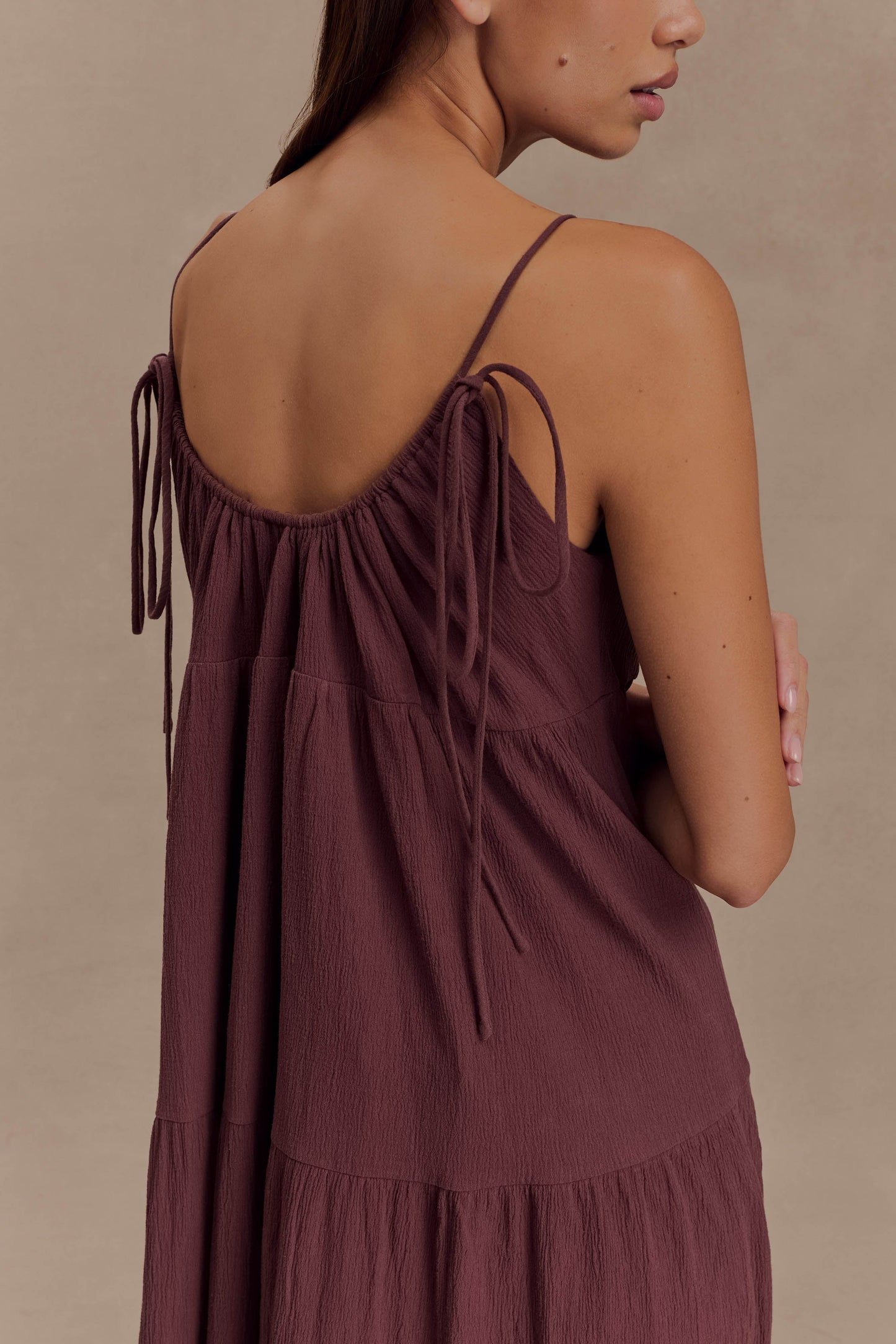 Lenny Front Tie Top - Chocolate