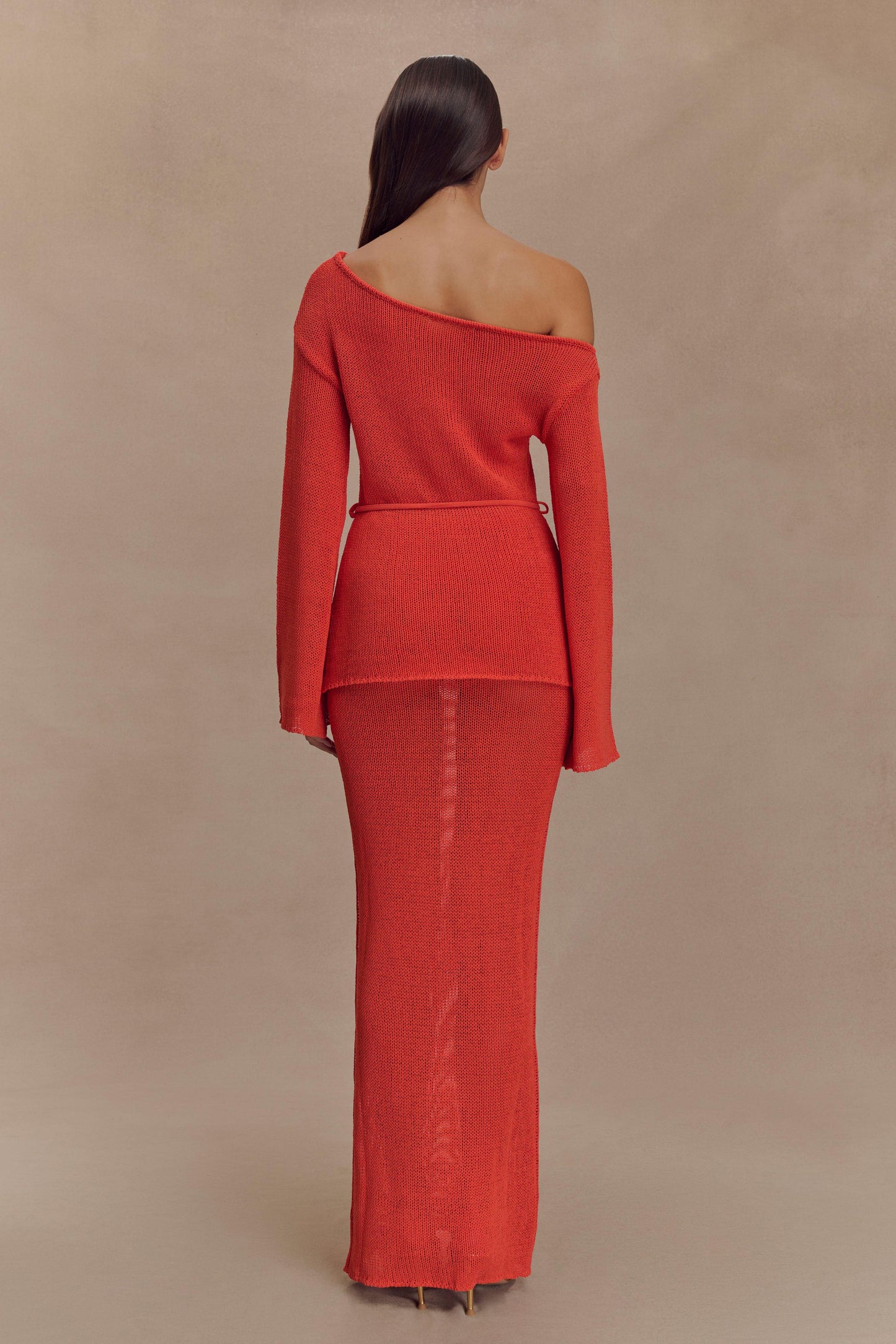 Reagan Off Shoulder Knit Top - Orange