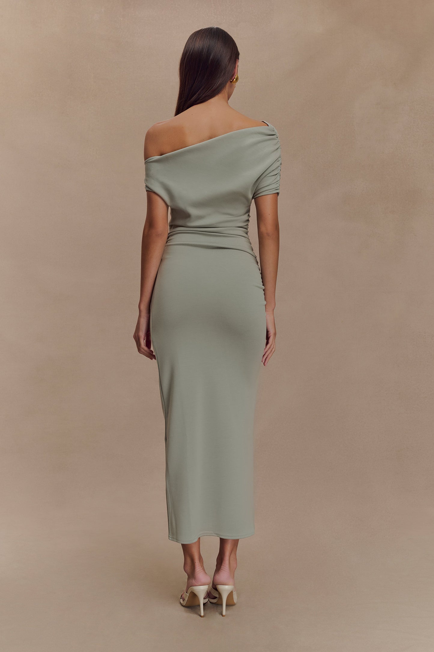 Kendra Scuba Jersey Midi Dress With Hardware - Sage