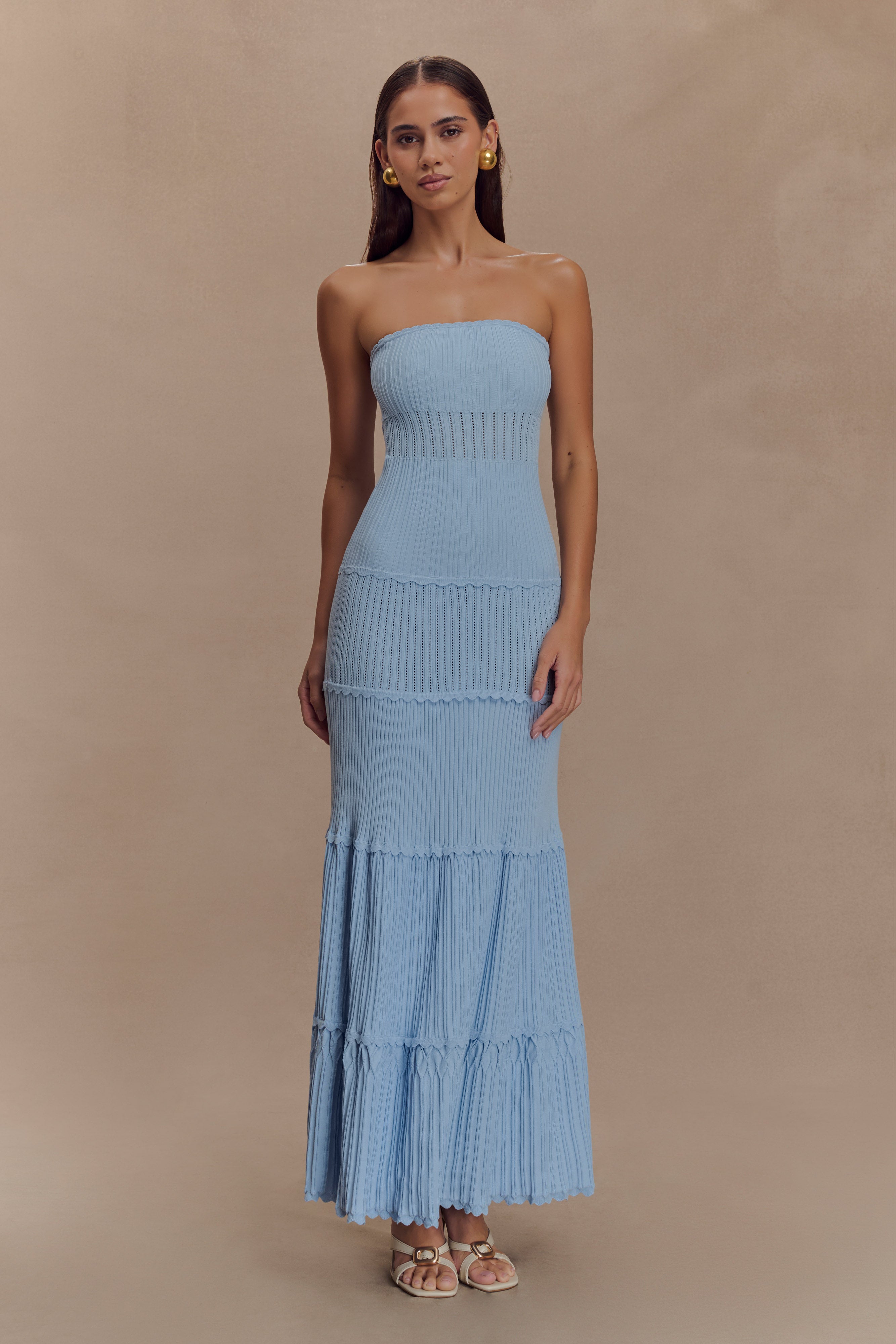 Finley Pointelle Knit Maxi Dress / Cornflower Blue | MESHKI
