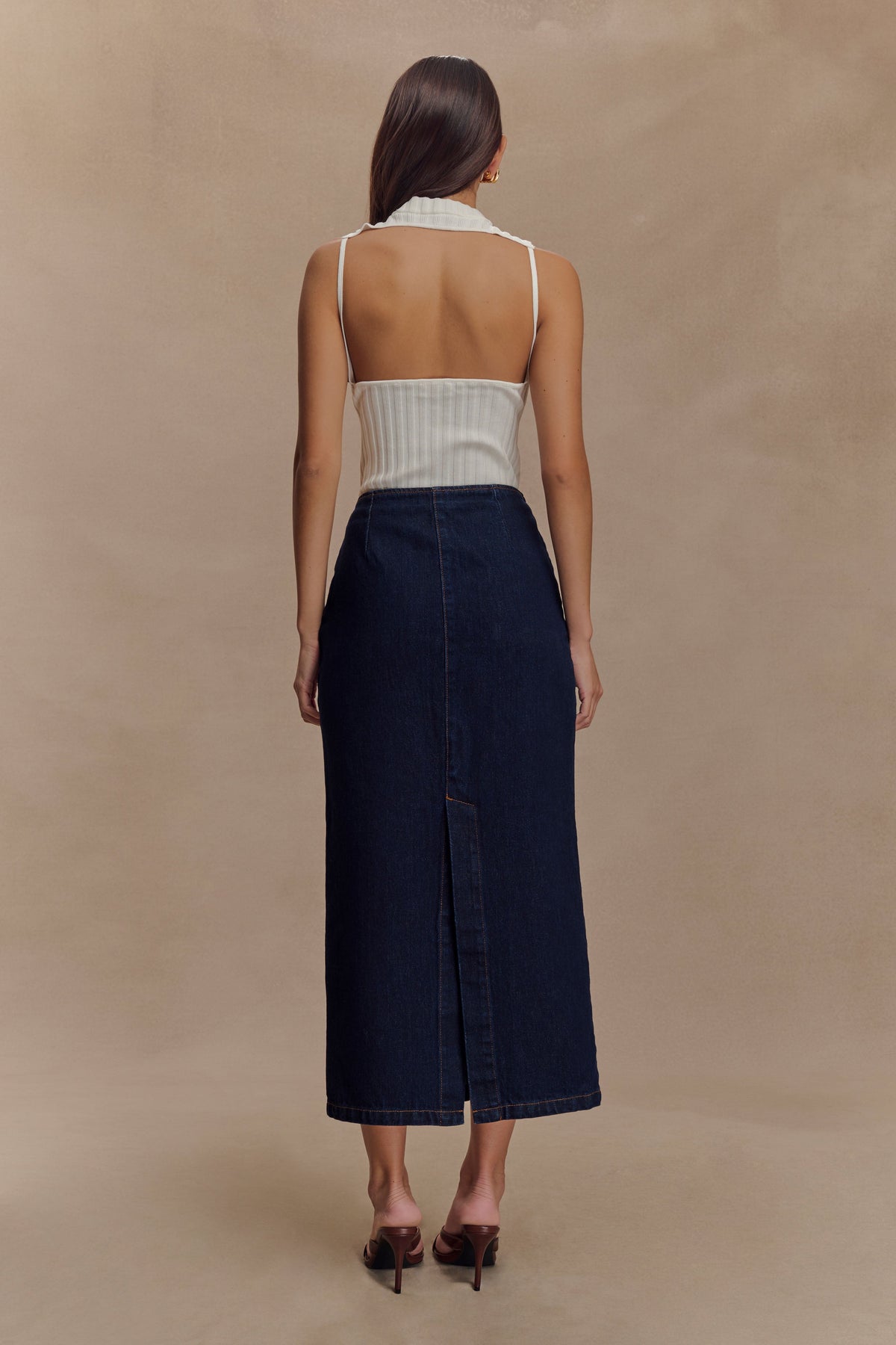 Fallon Denim Midi Skirt - Indigo Blue