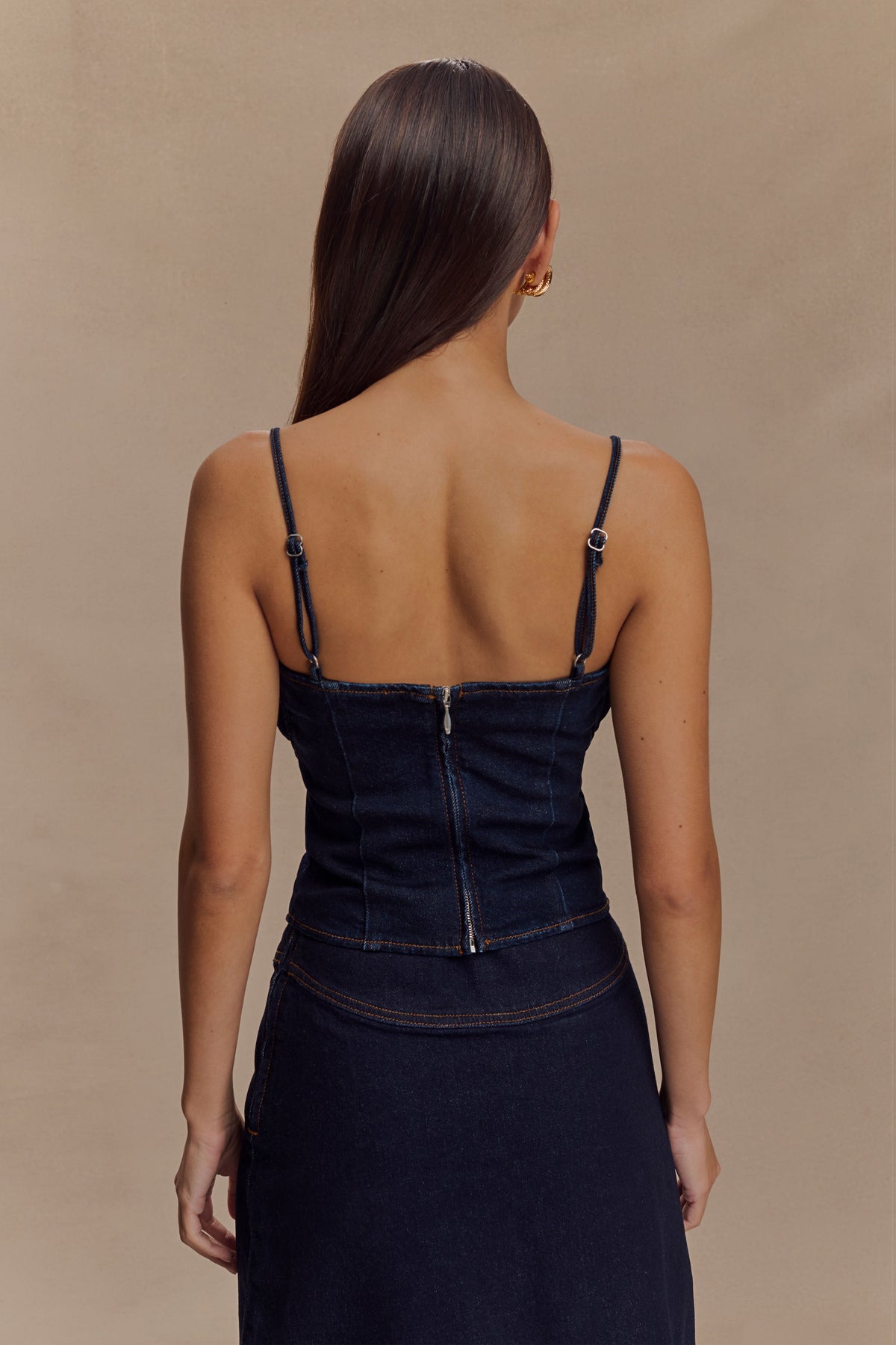 Cecilia Denim Frill Corset - Indigo Blue