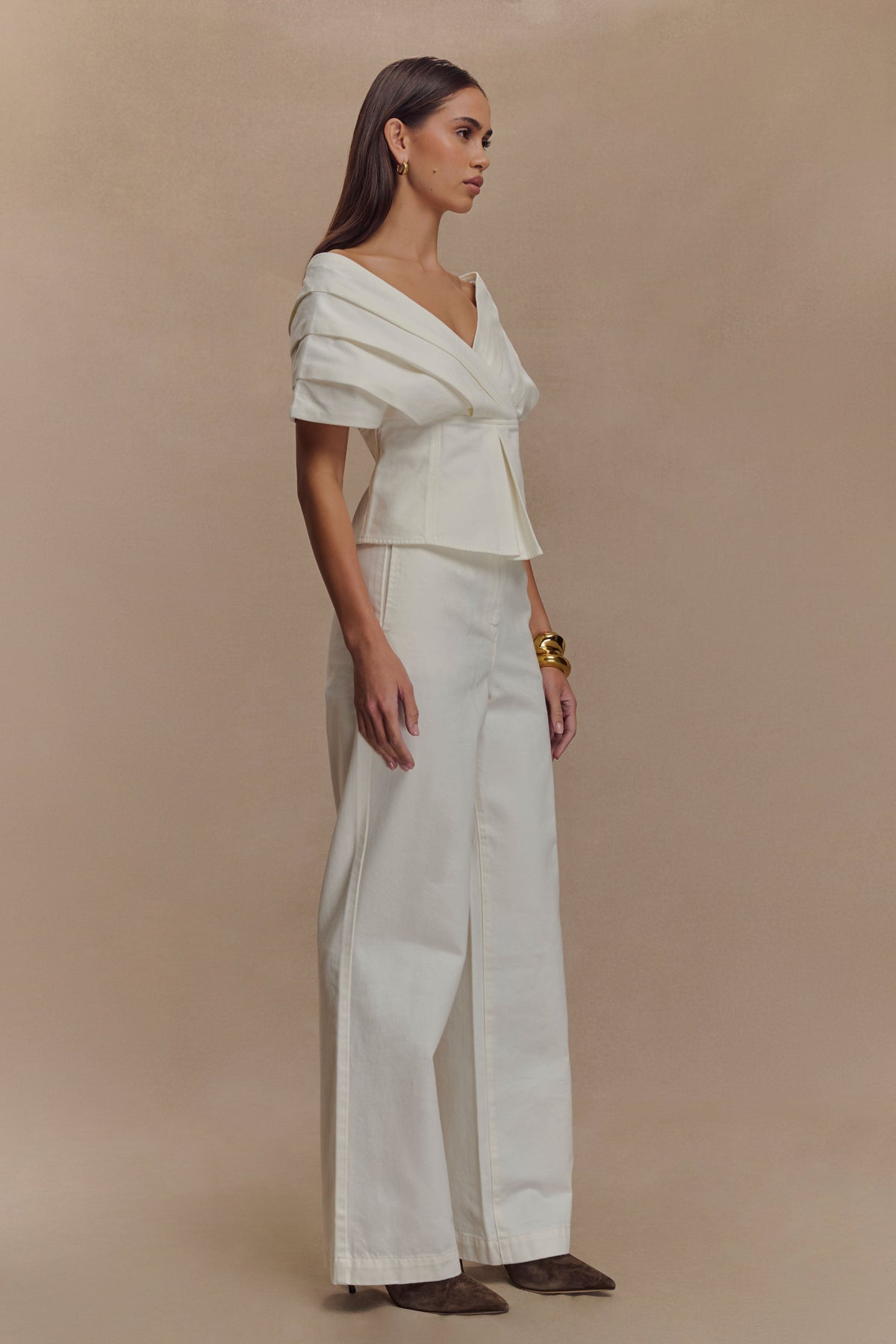 Rayne Off Shoulder Denim Top - White