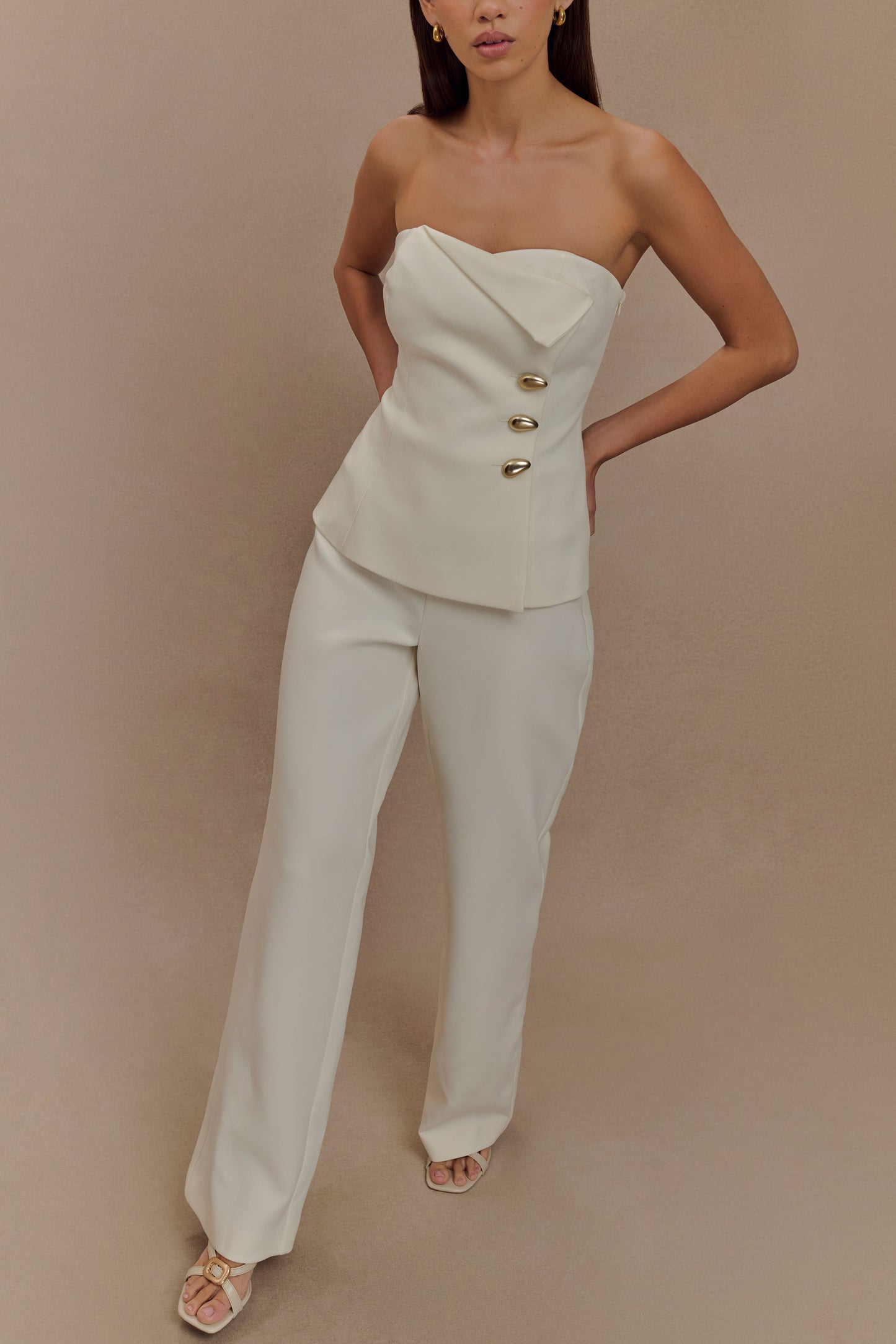 Lindie Straight Leg Suiting Pants - Ivory