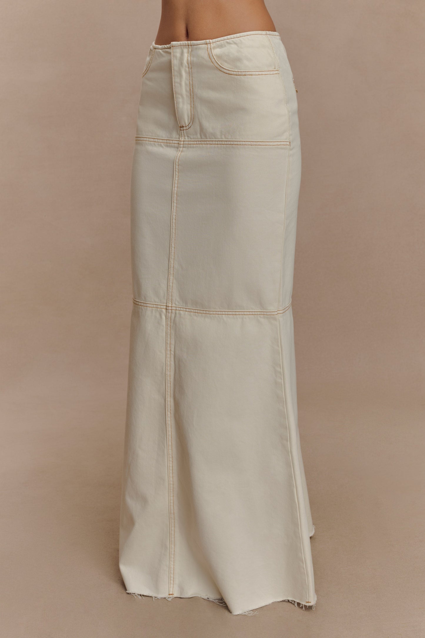 Loretta Denim Maxi Skirt - Ecru