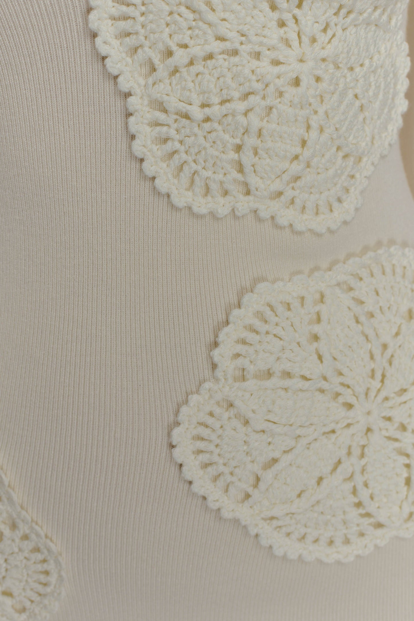 Amari Knit Crochet Knit Mini Dress - Ivory