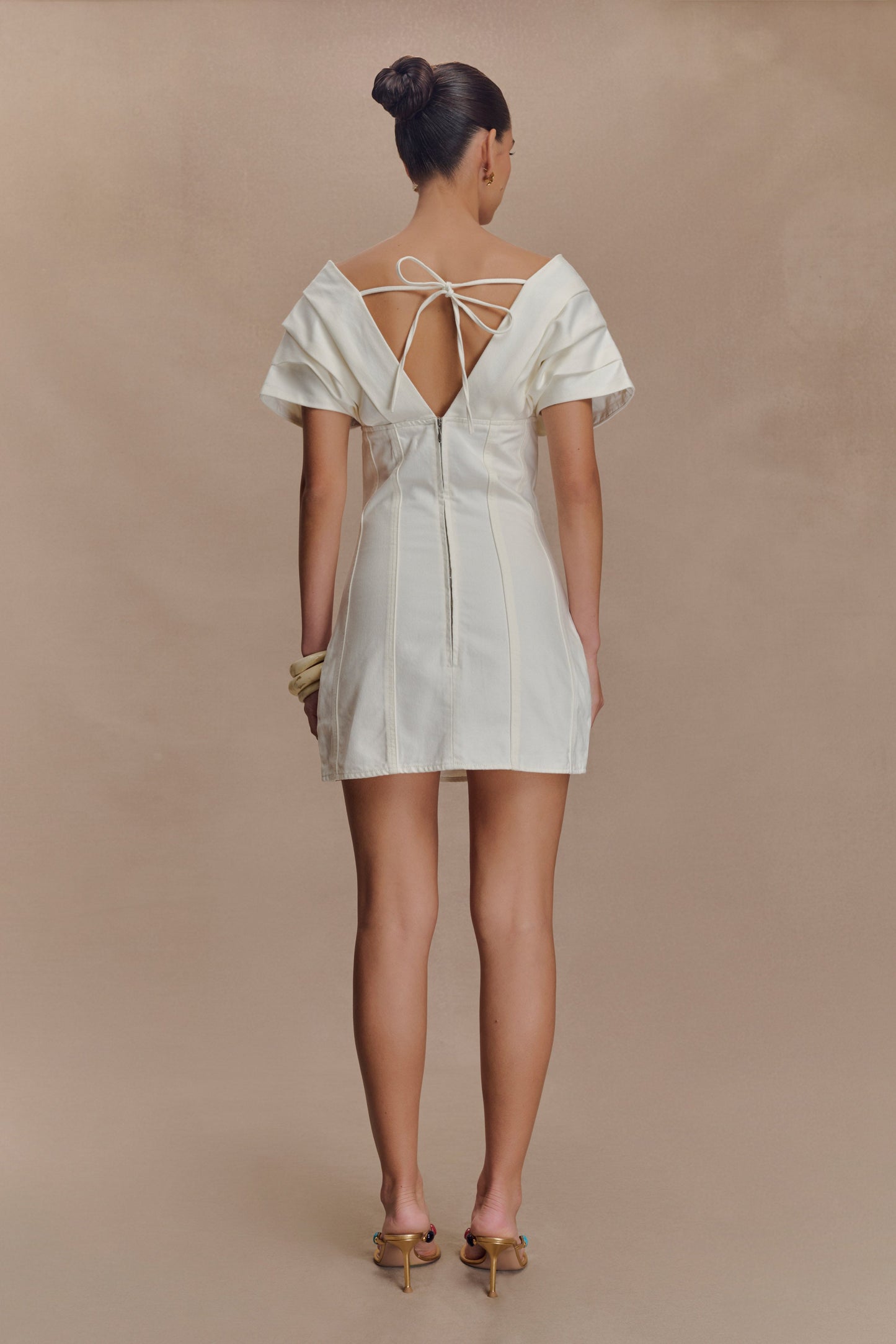 Pascale Off Shoulder Denim Mini Dress - White