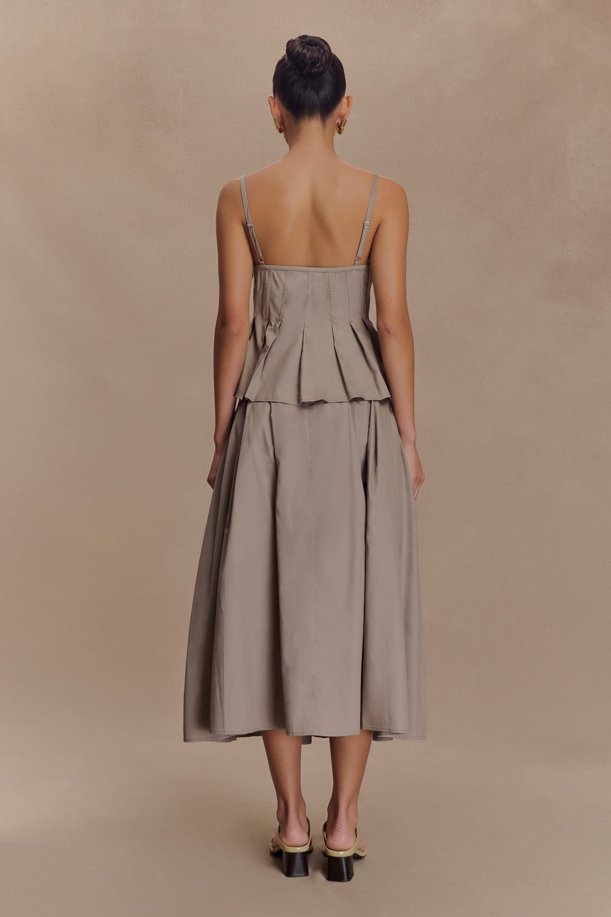 Mae A-Line Midi Skirt - Pebble Brown