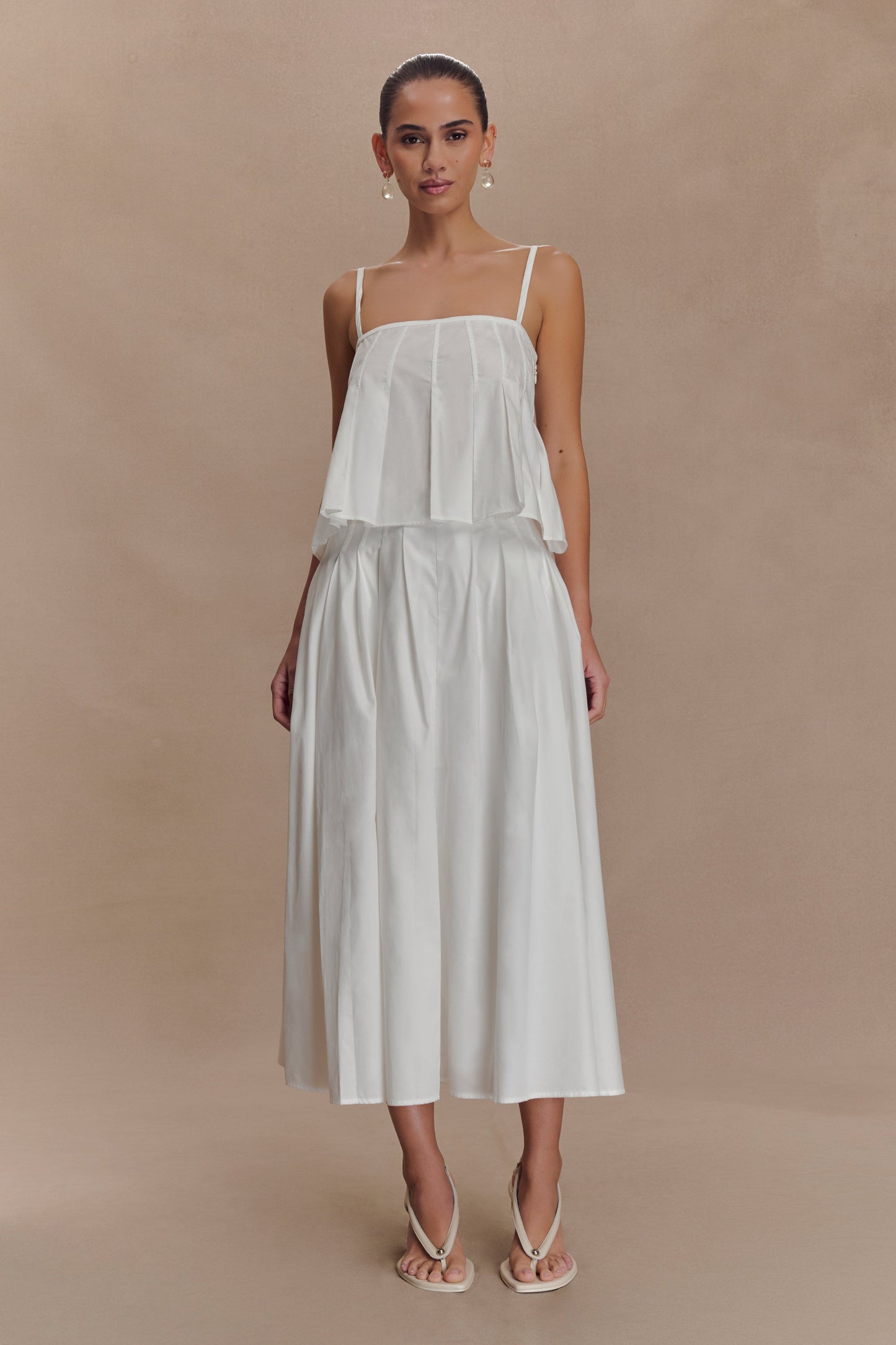 Mae A-Line Midi Skirt - White