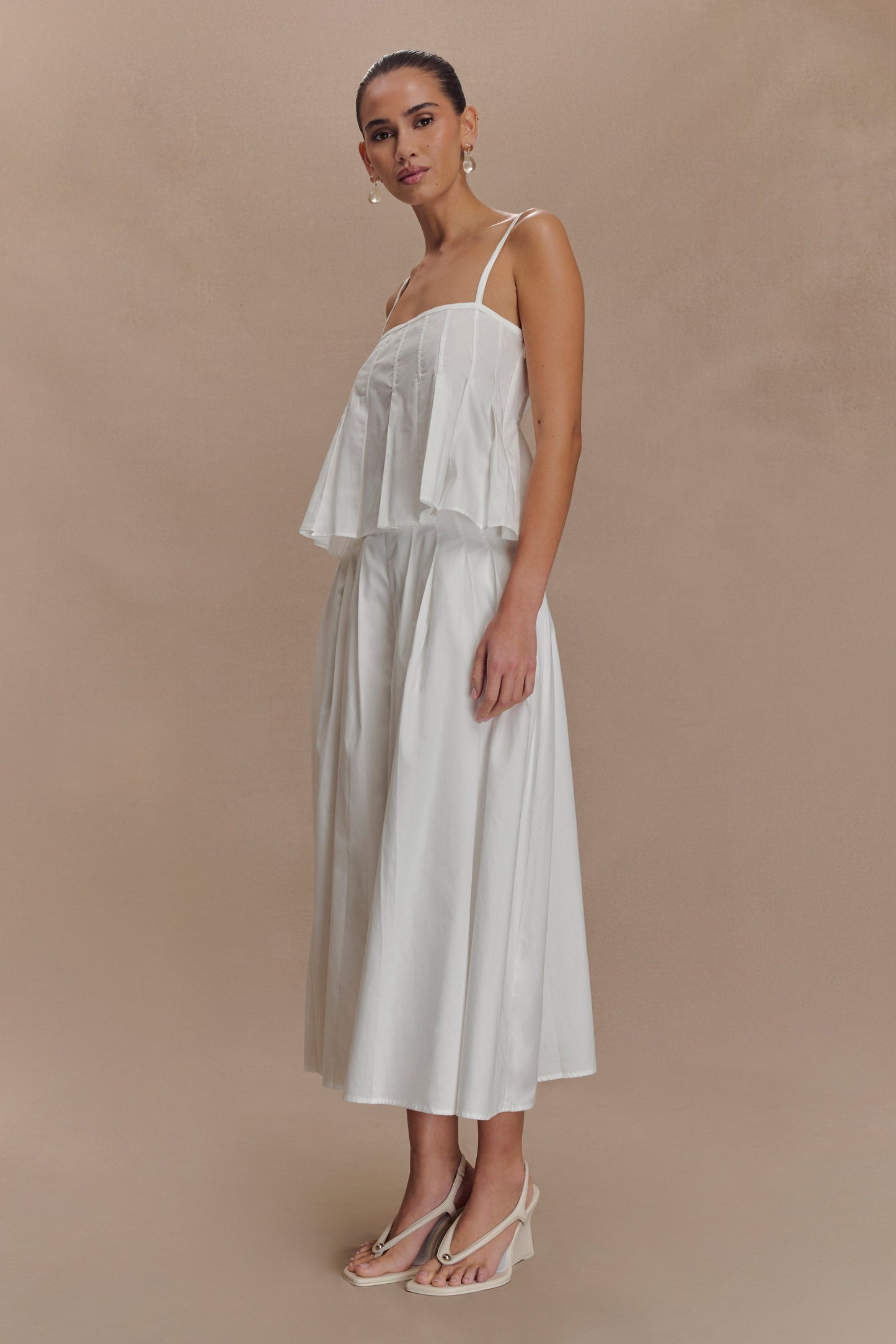 Mae A-Line Midi Skirt - White