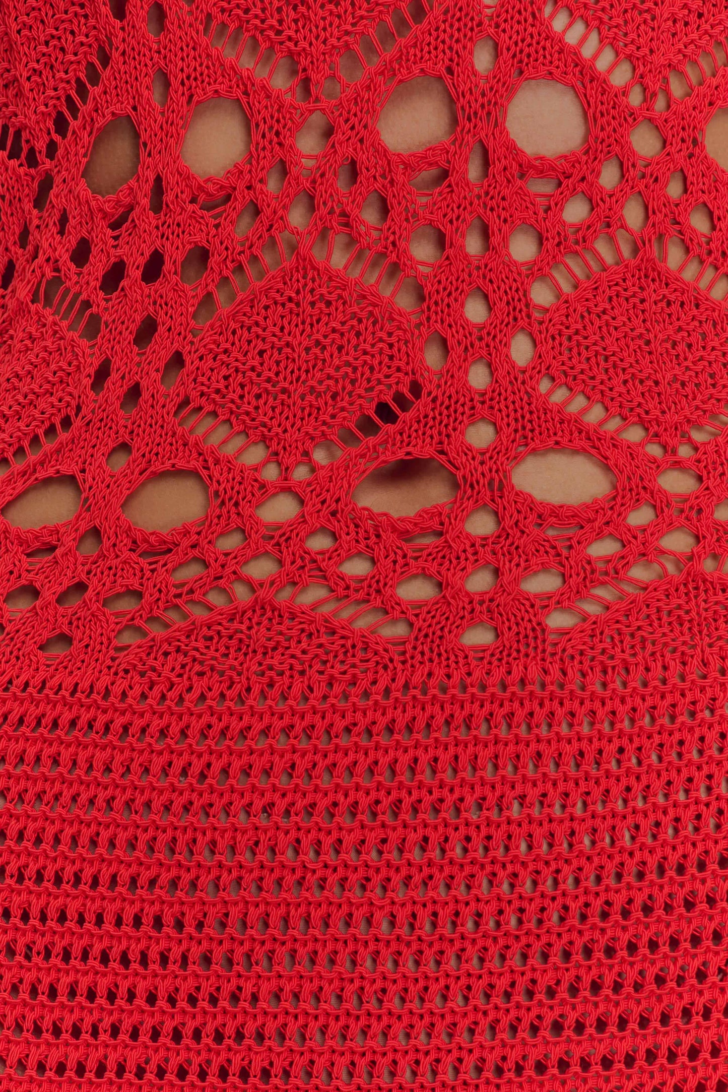 Solstice Off Shoulder Crochet Knit Maxi Dress - Blood Orange