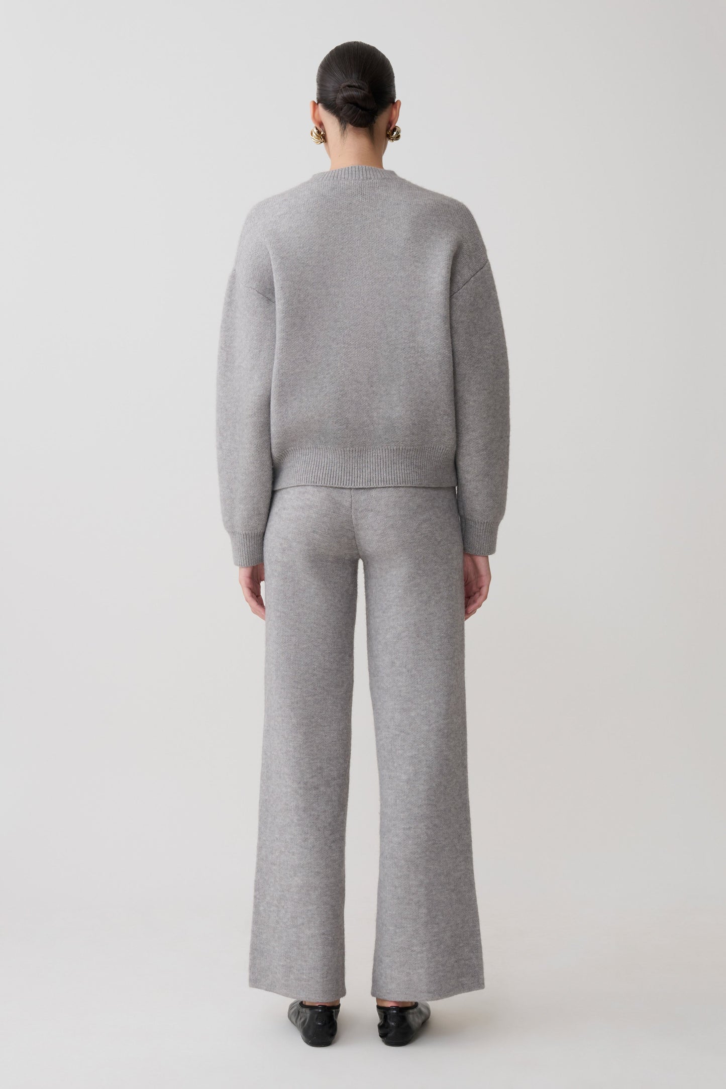 Evan Knit Wide Leg Pants - Grey Marle