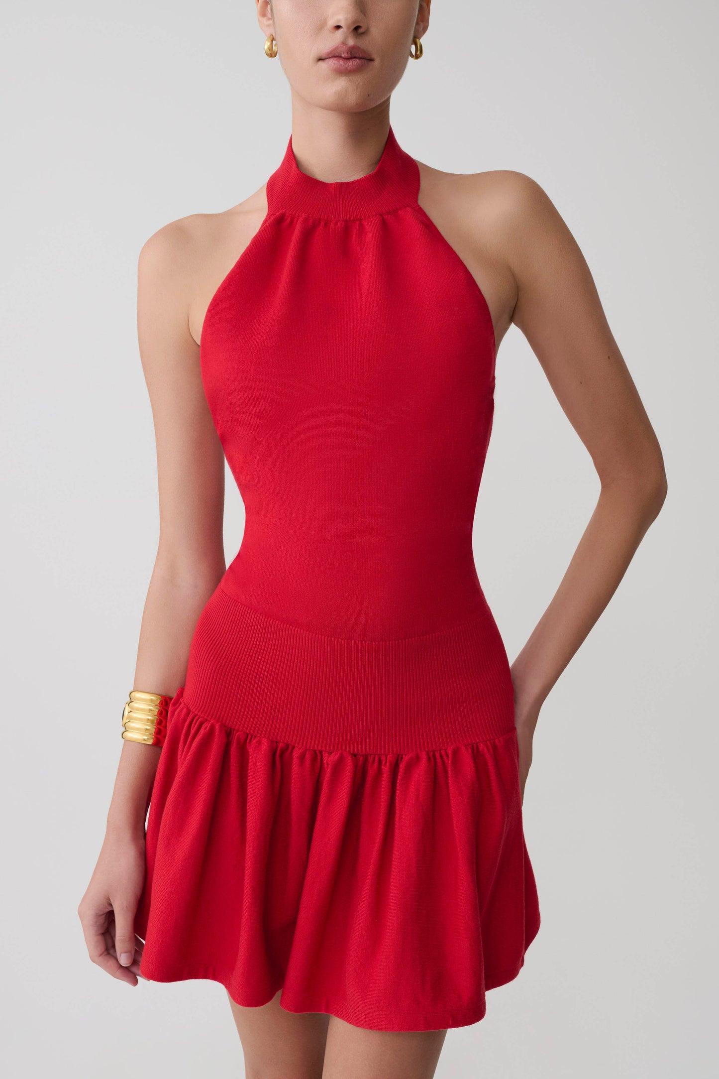 Rory Halter Mini Knit Dress - Red