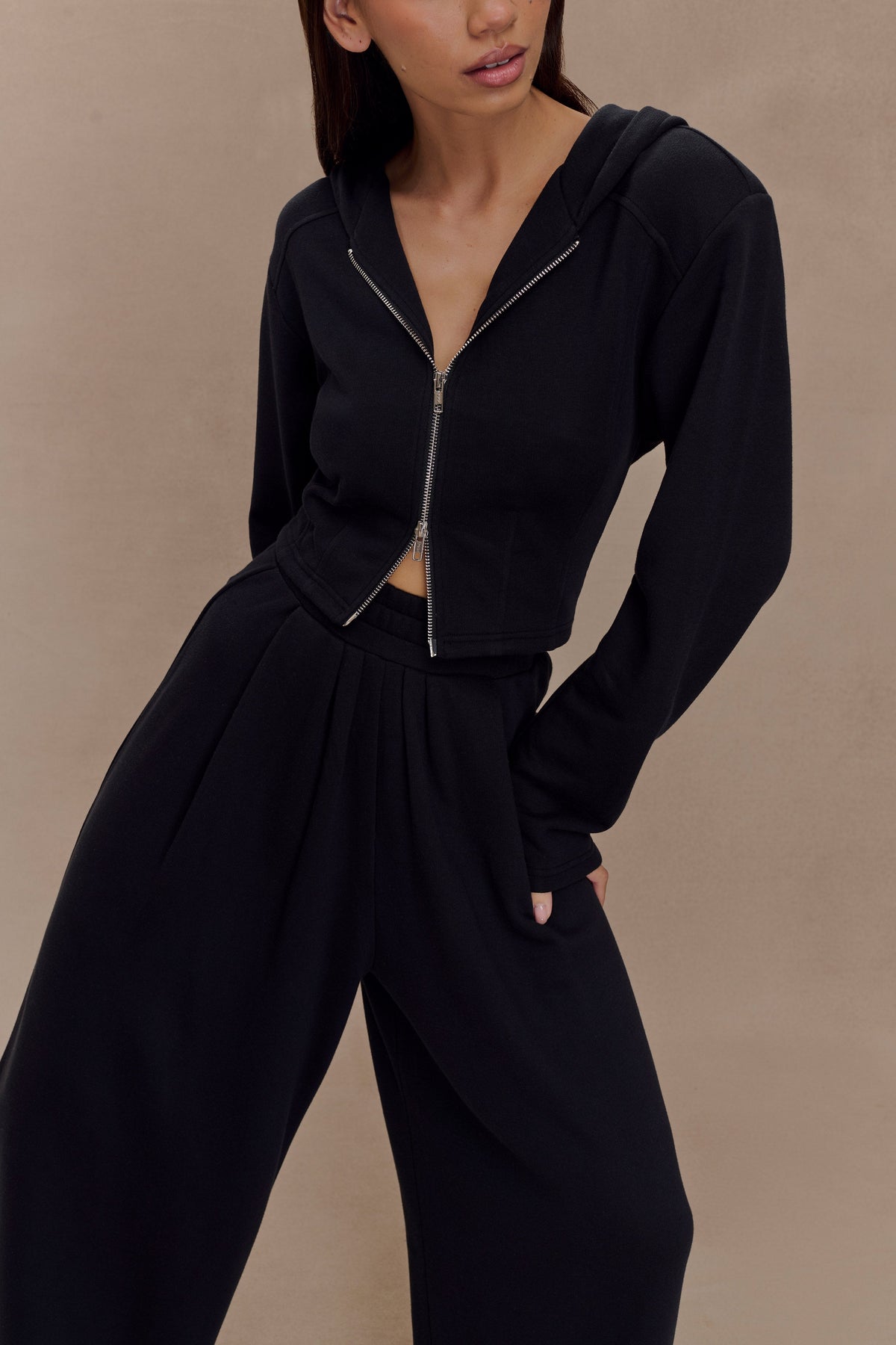 Quinn Zip Up Hoodie - Black