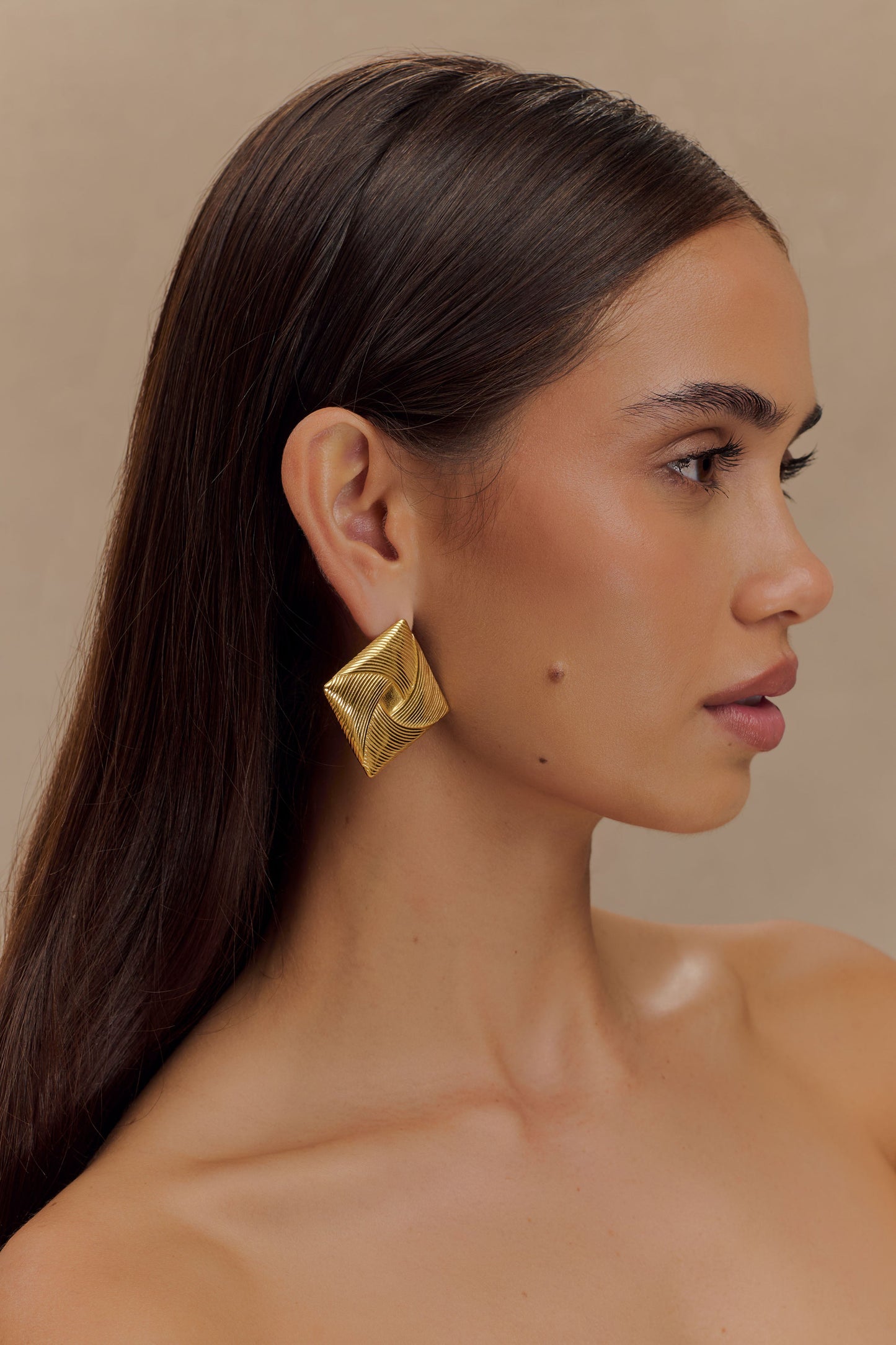 Indira Twisted Square Earrings - Gold