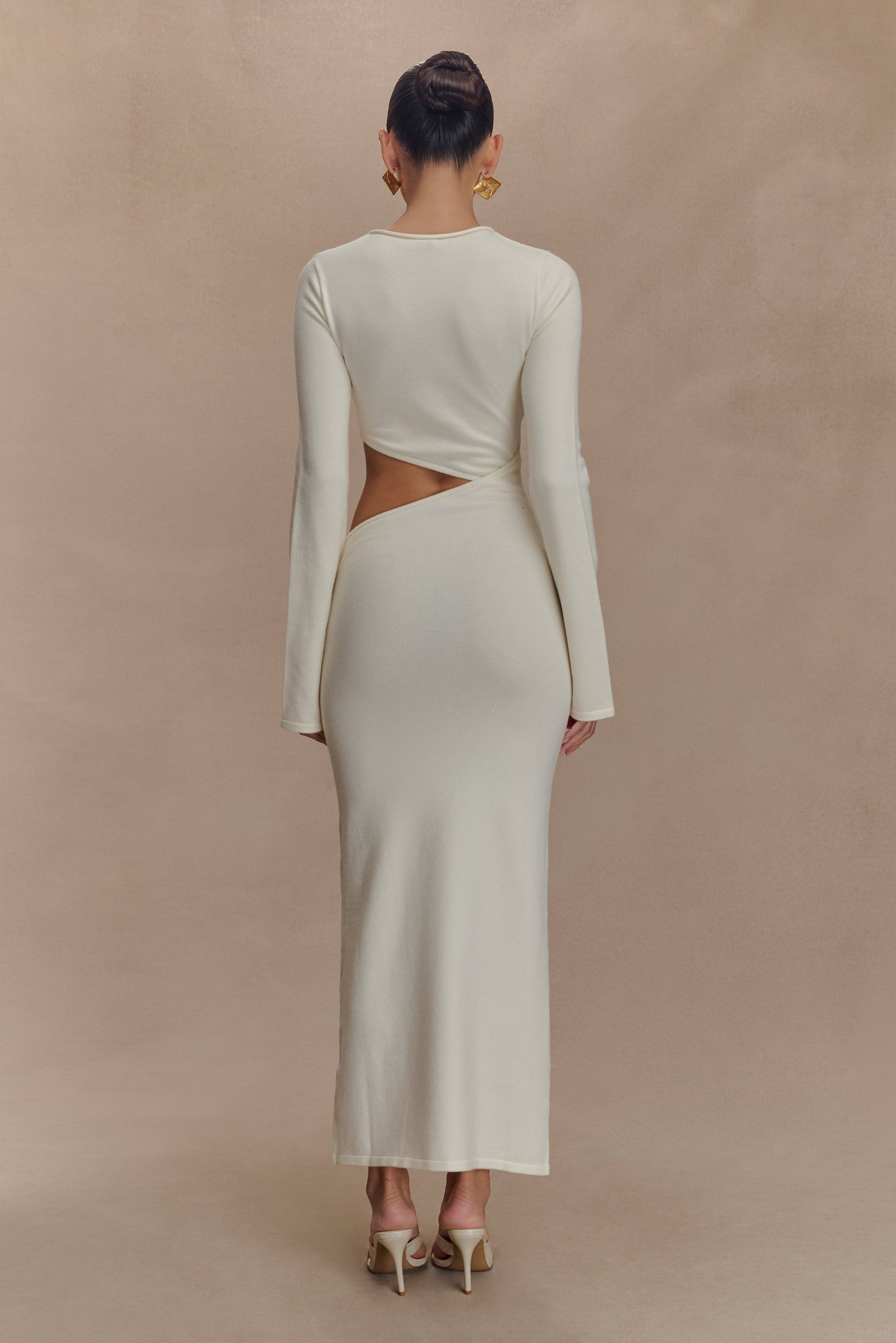 Azariah Long Sleeve Knit Midi Dress - Ivory