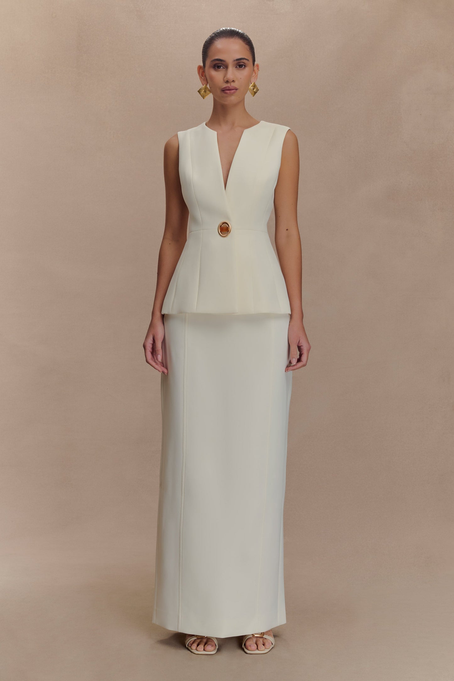 Angelie Suiting Maxi Skirt - Ivory