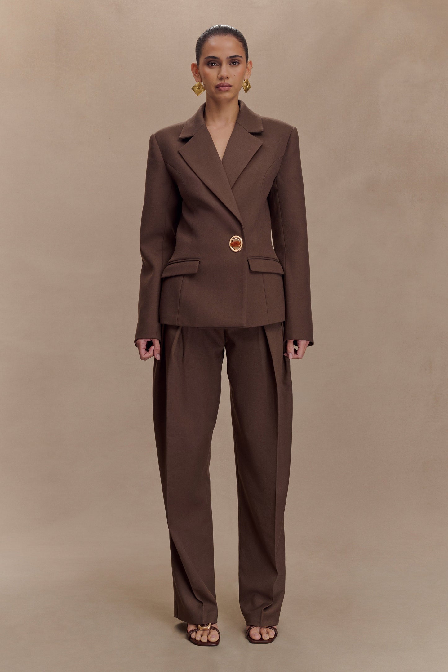 Max Cinched Waist Blazer - Chocolate