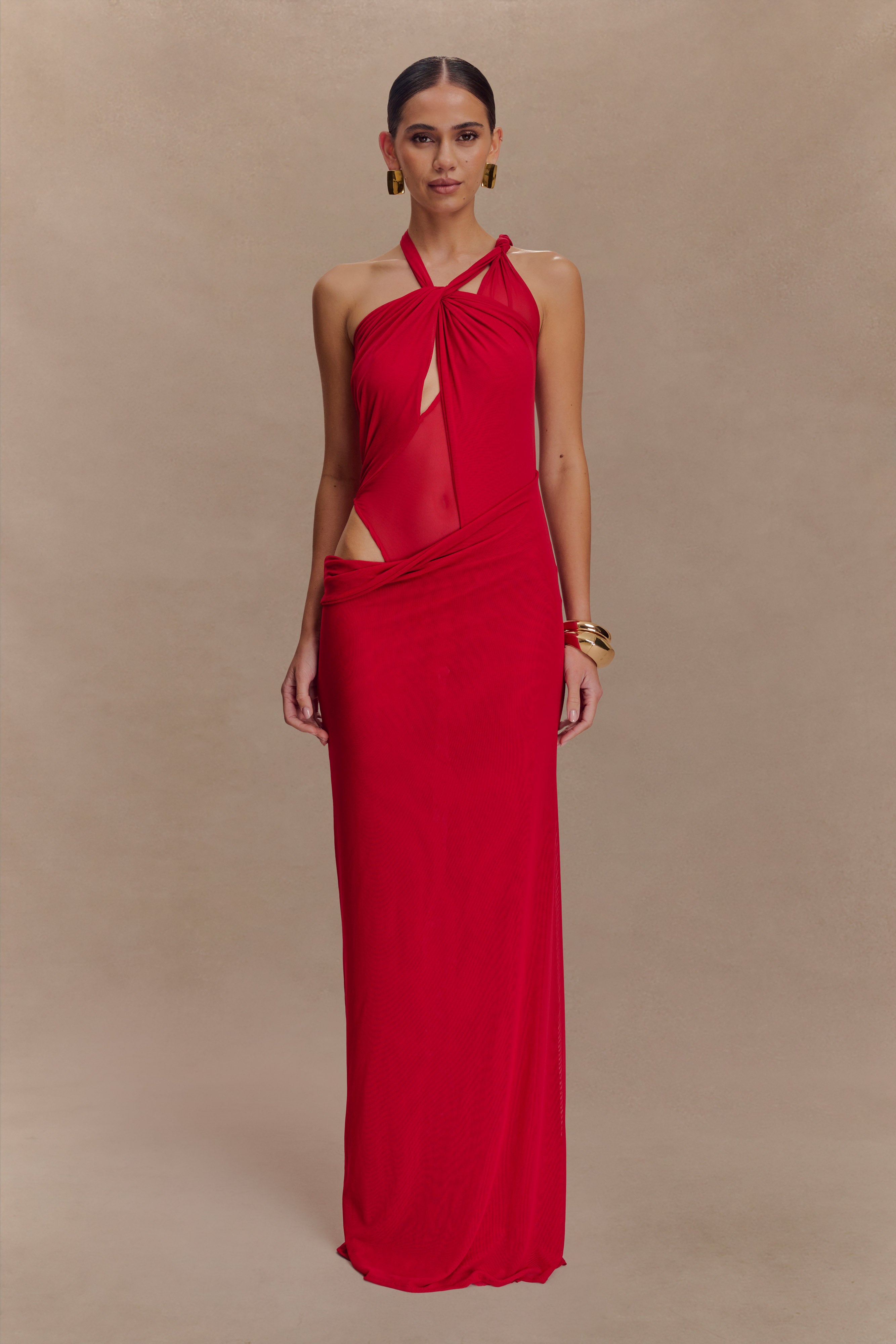 Edwina Knotted Mesh Maxi Dress
