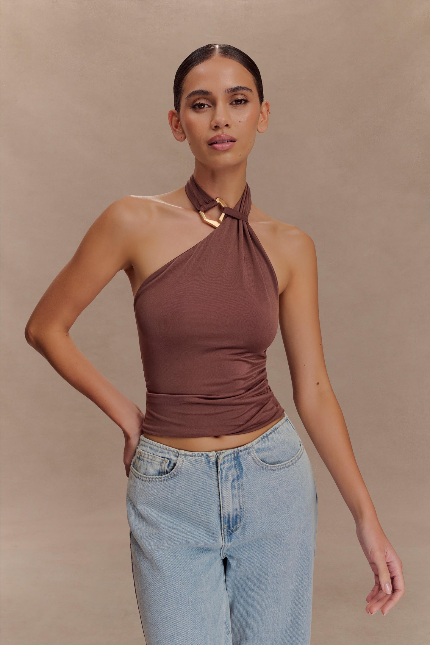 Mariposa Slinky Halter Top - Chocolate