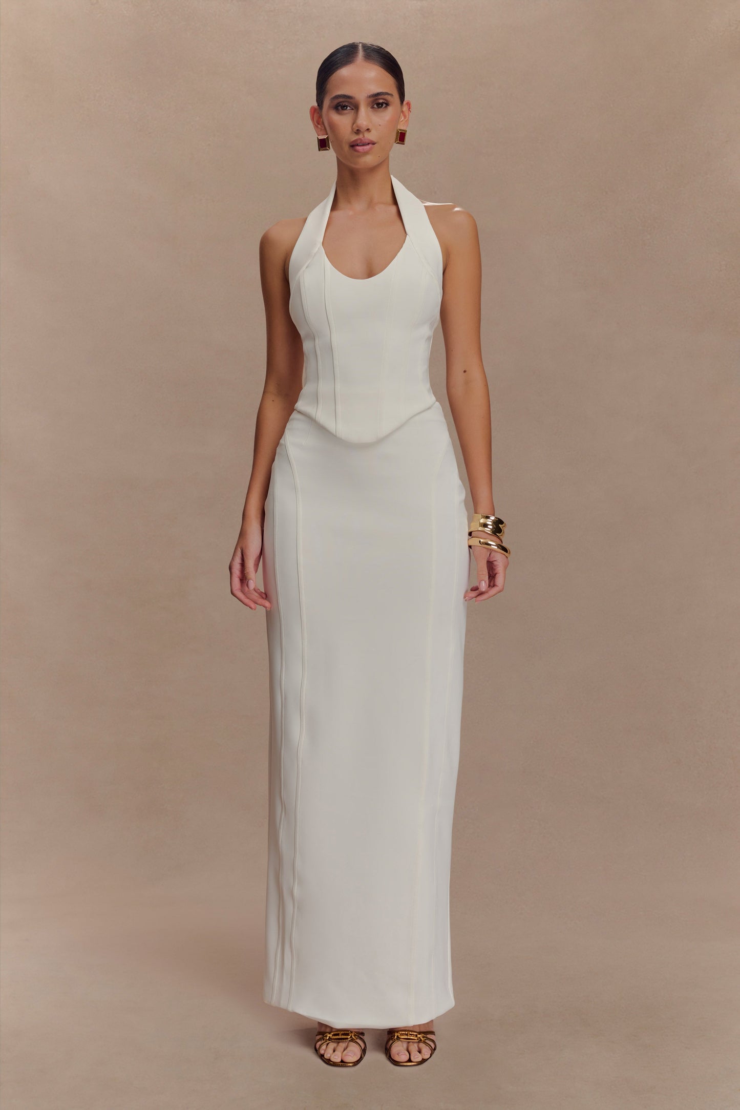 Alma High Waist Maxi Skirt - White