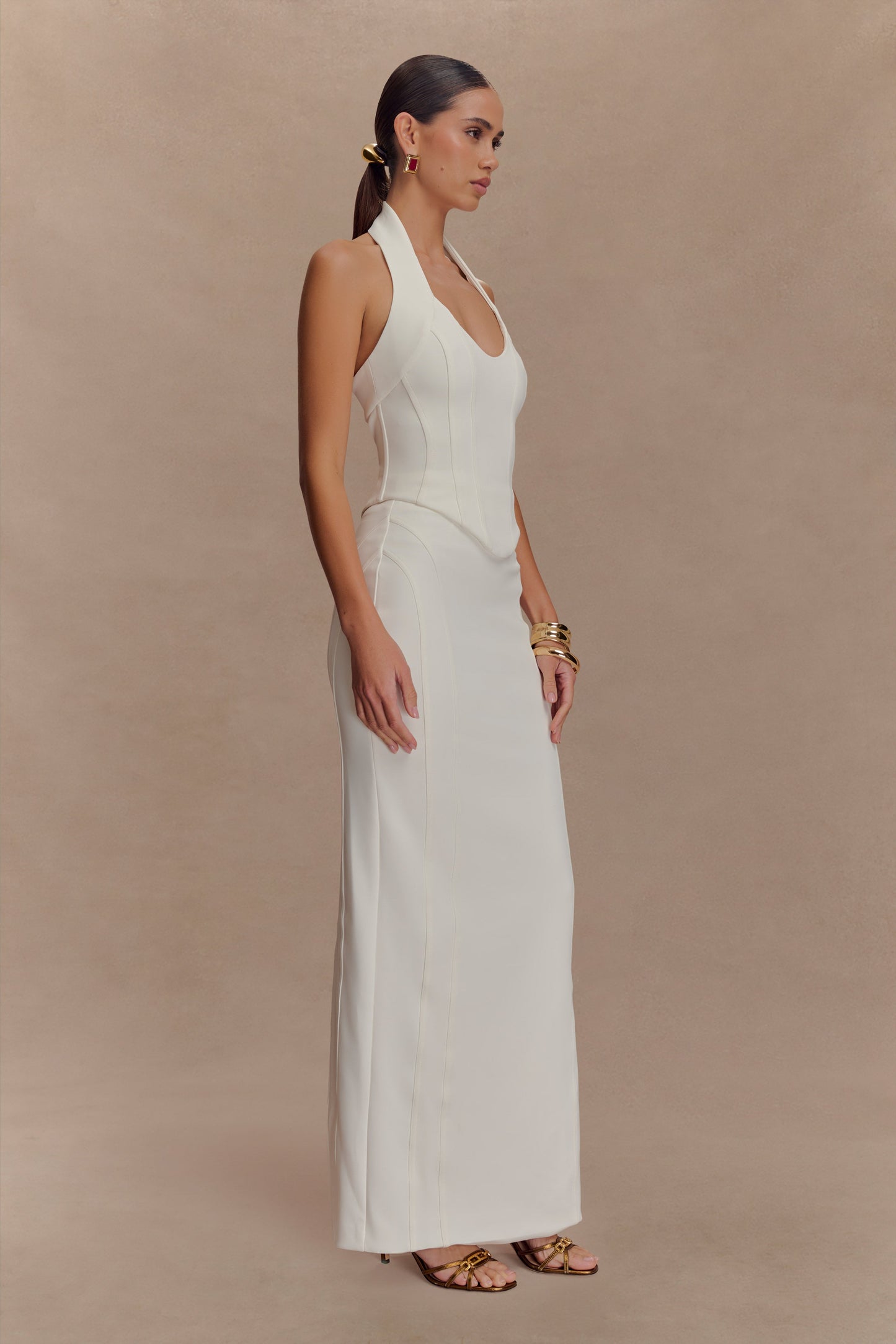 Alma High Waist Maxi Skirt - White