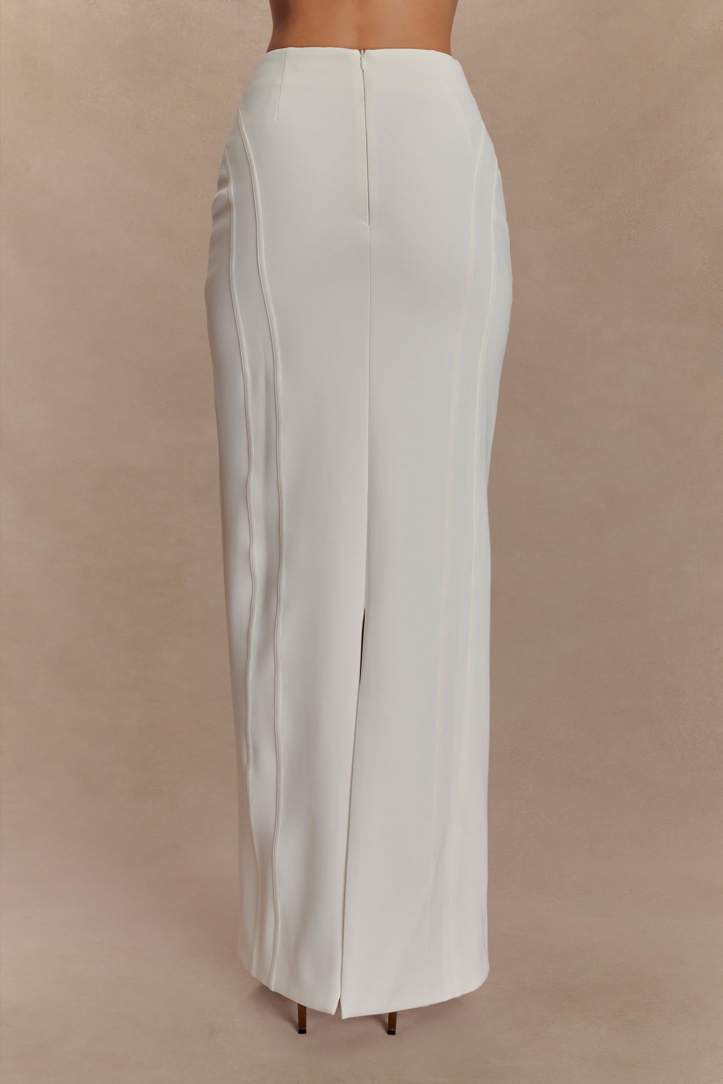 Alma High Waist Maxi Skirt - White