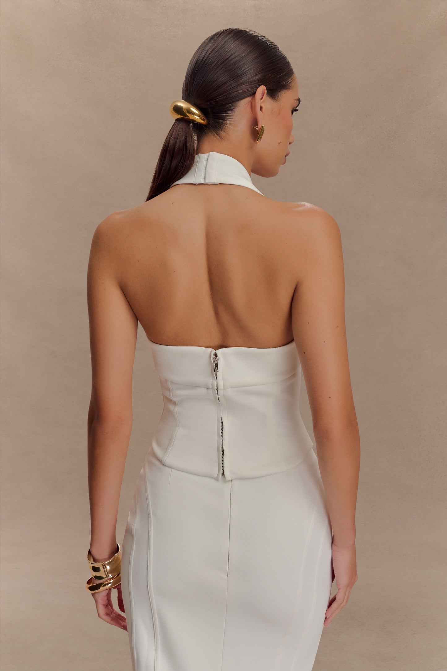 Meadow Corset Halter Top - White