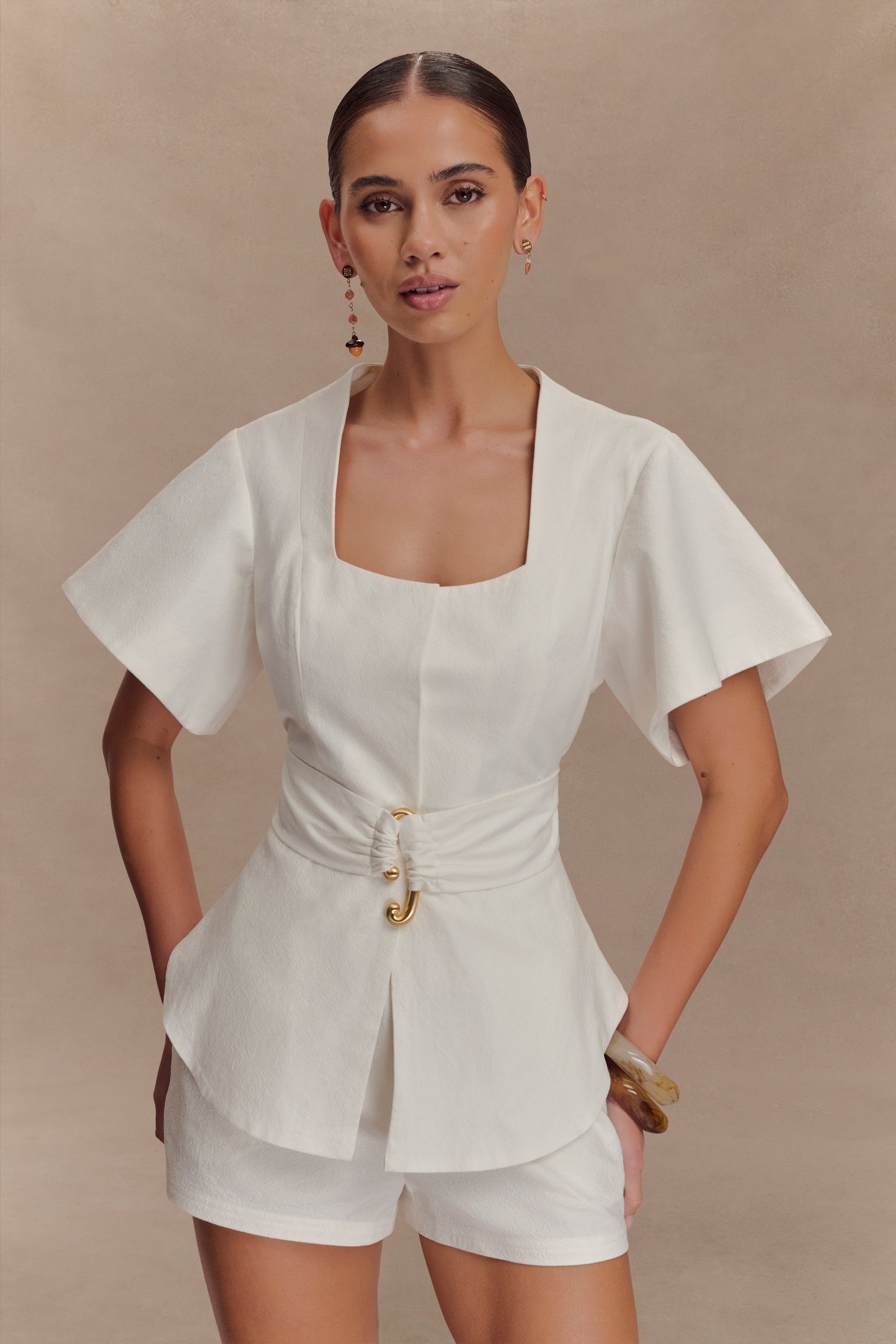 Liberty Cotton Shortsleeve Top - White