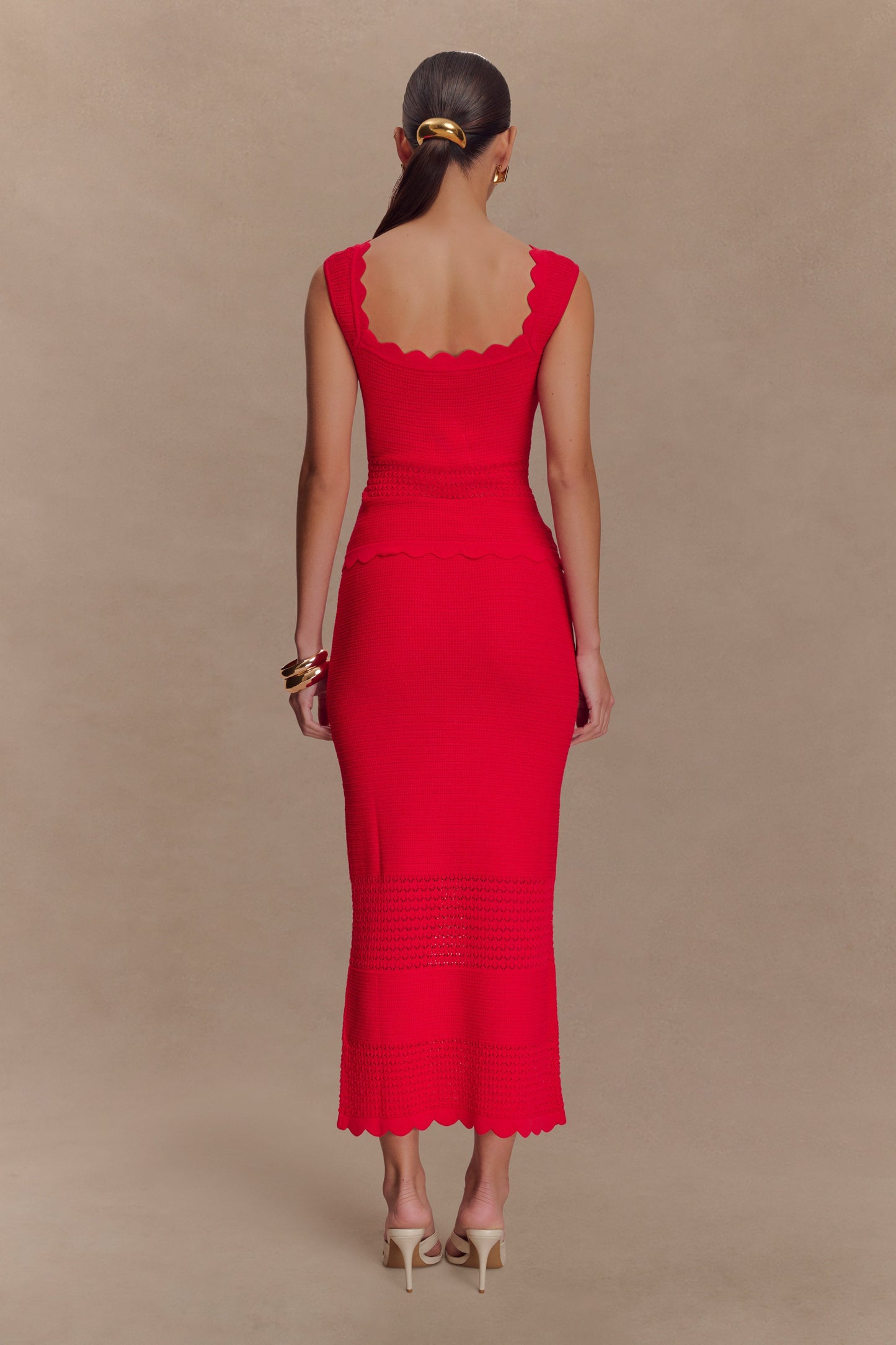 Madeline Scallop Knit Top - Red