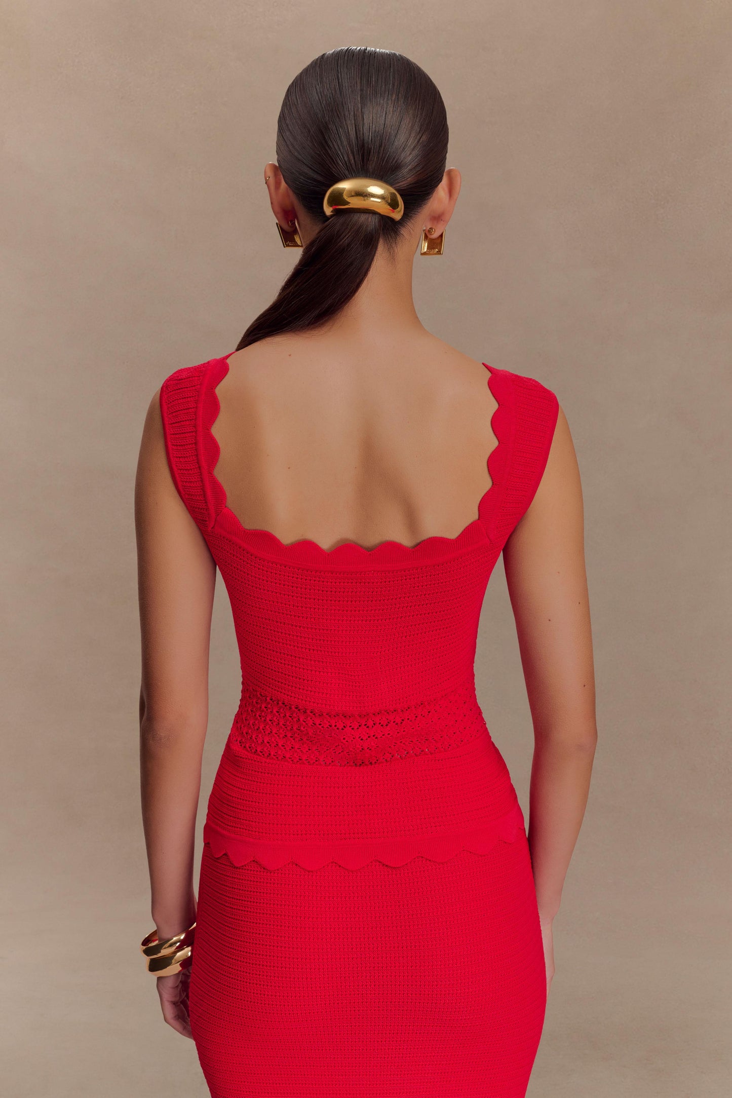 Madeline Scallop Knit Top - Red