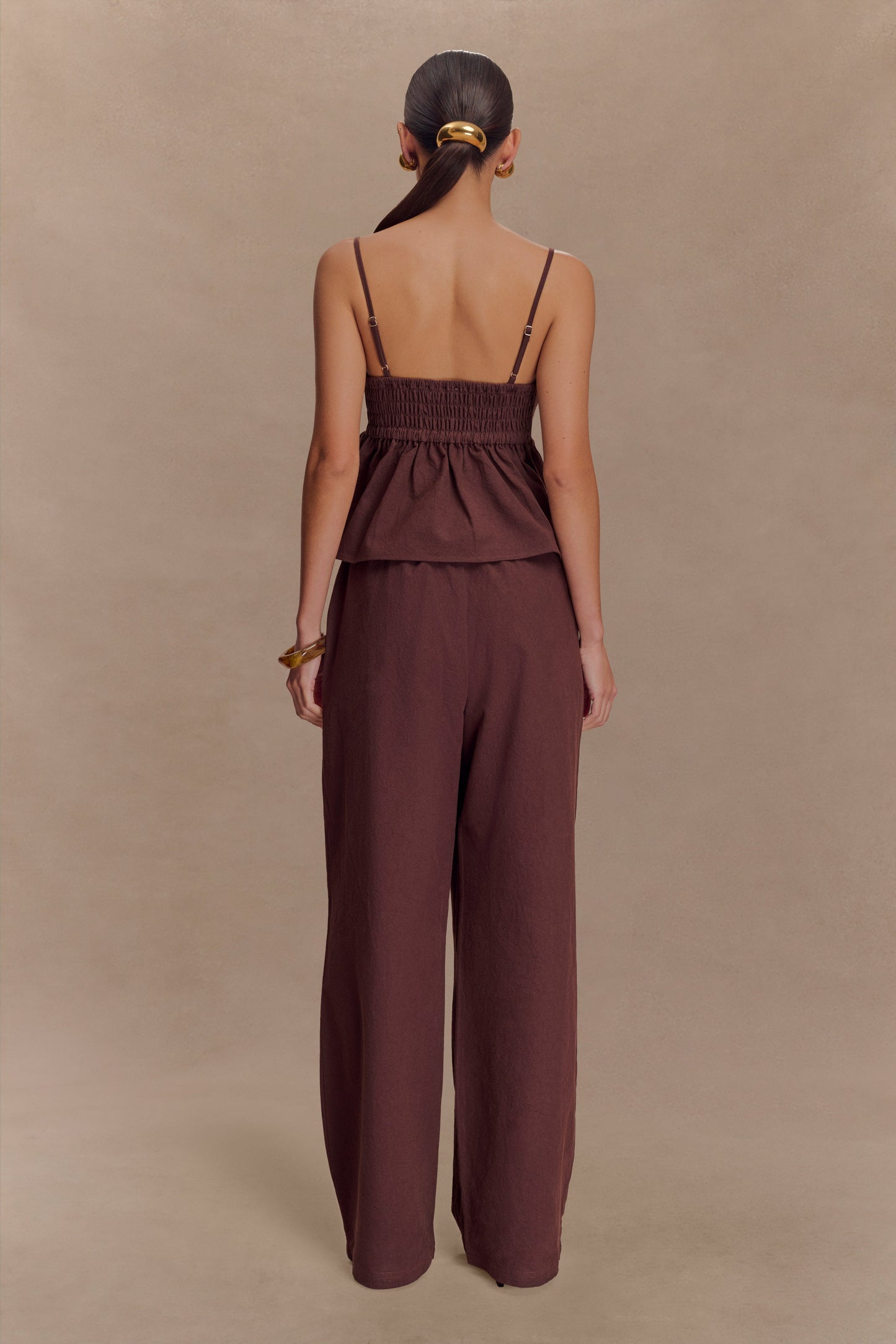 Janayia Cotton Beaded Top - Dark Espresso