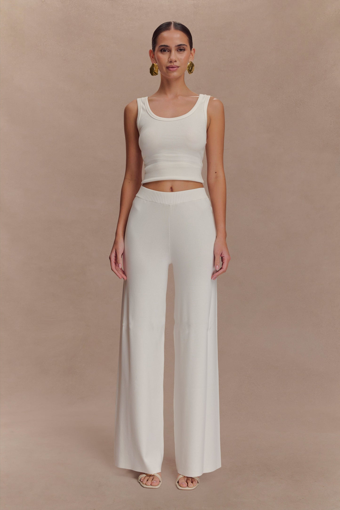 Fabiana Wide Leg Knit Pant - White
