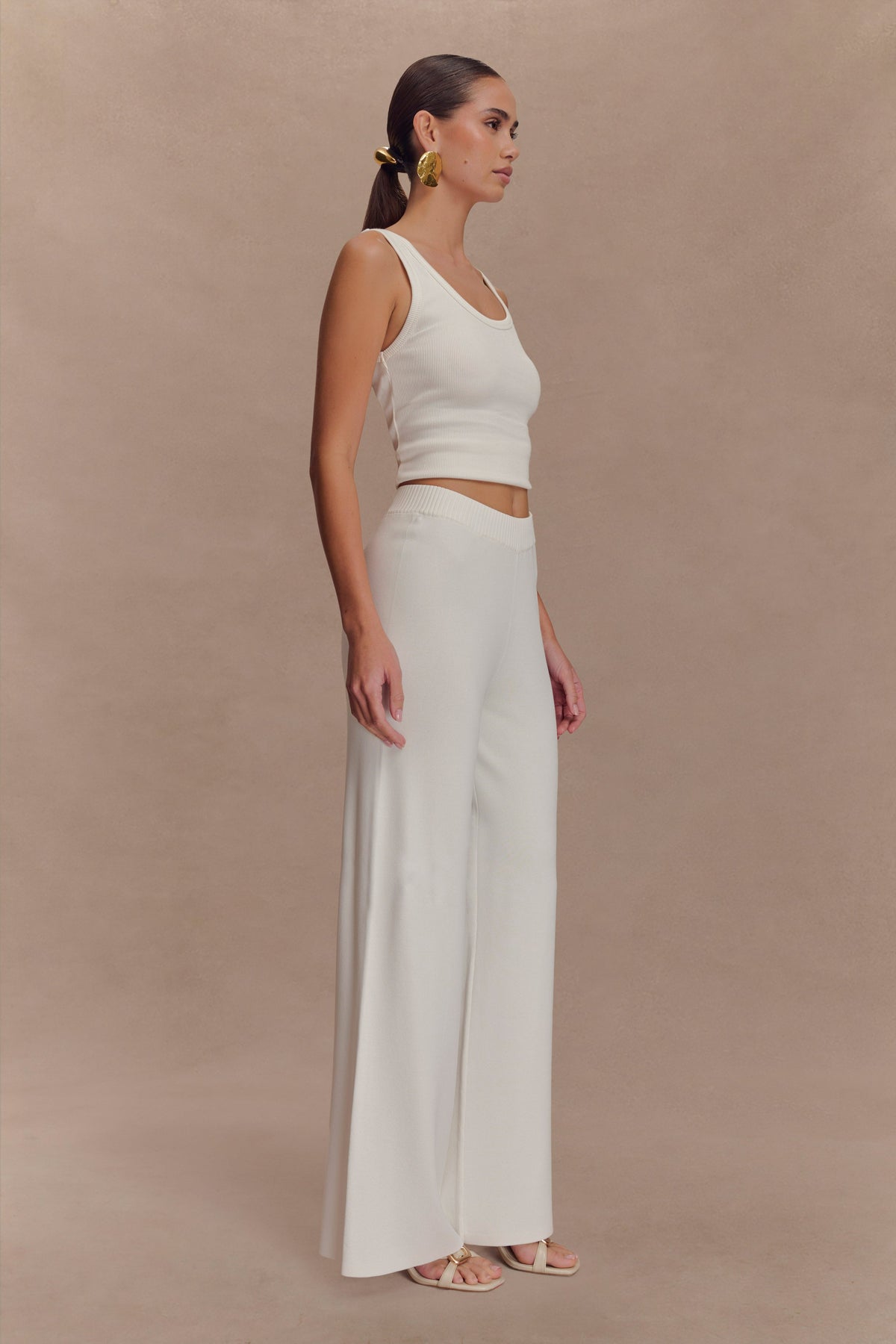 Fabiana Wide Leg Knit Pant - White