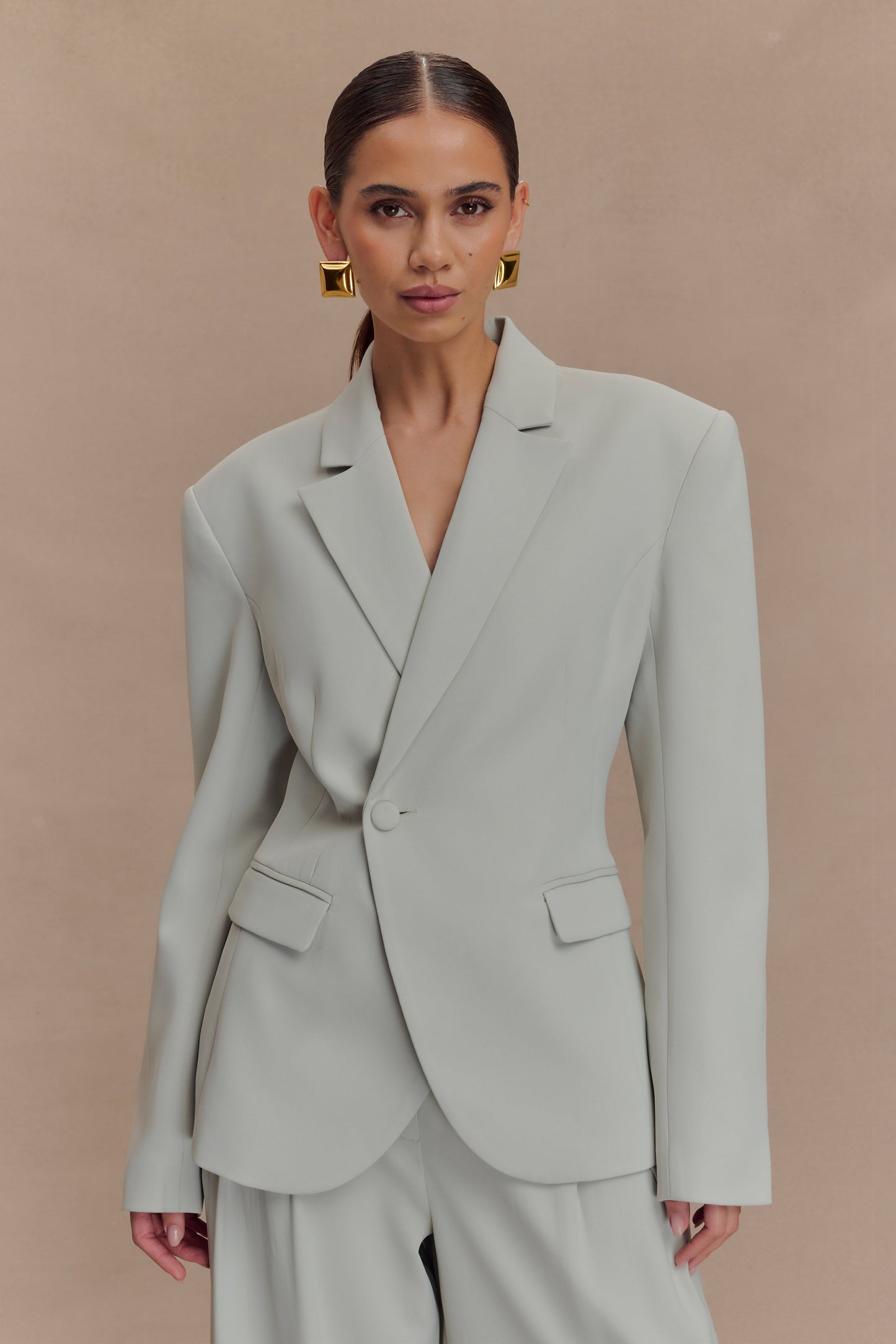 Jameson Cinched Suiting Blazer - Light Sage