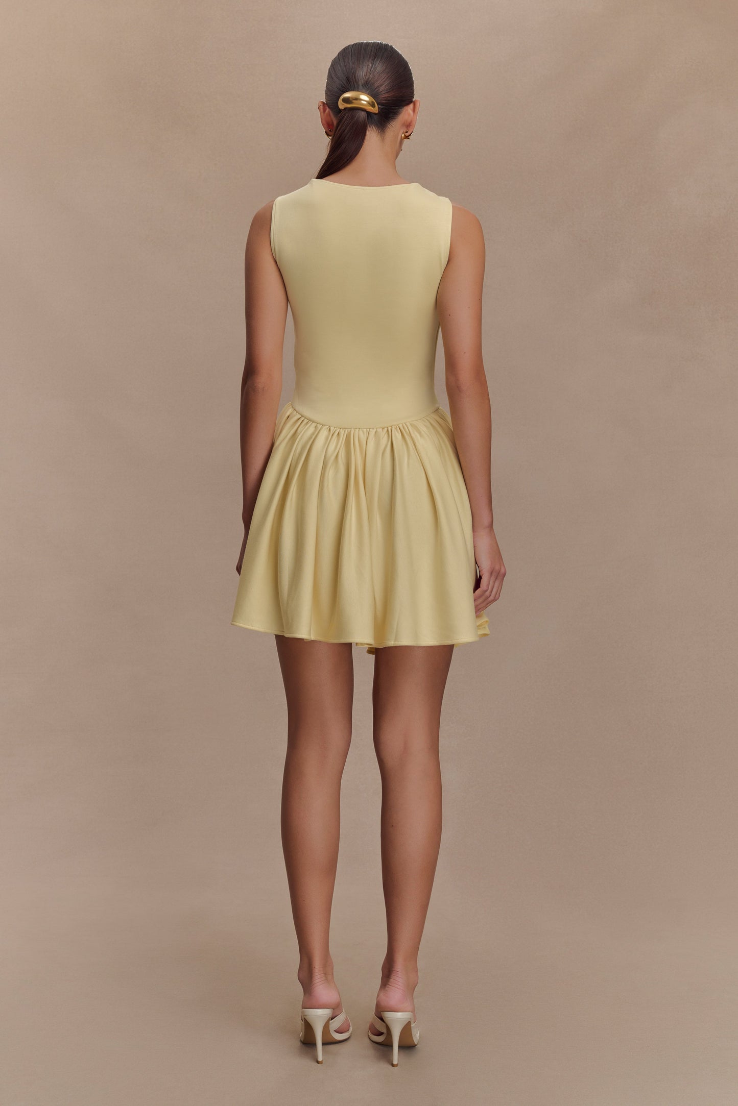 Sharon Scuba Jersey Mini Dress - Pastel Lemon
