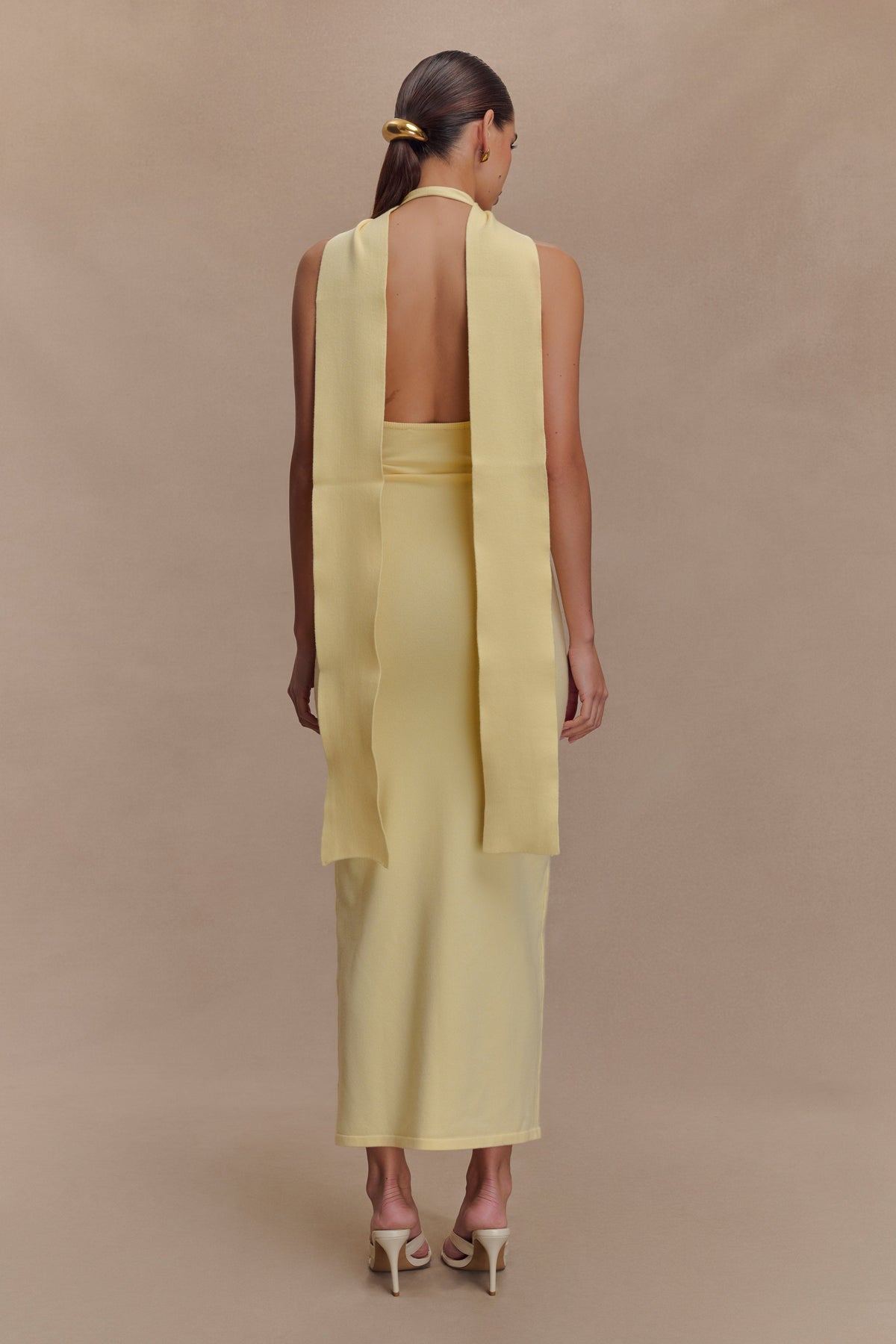 Wynn Floral Knit Midi Dress - Lemon