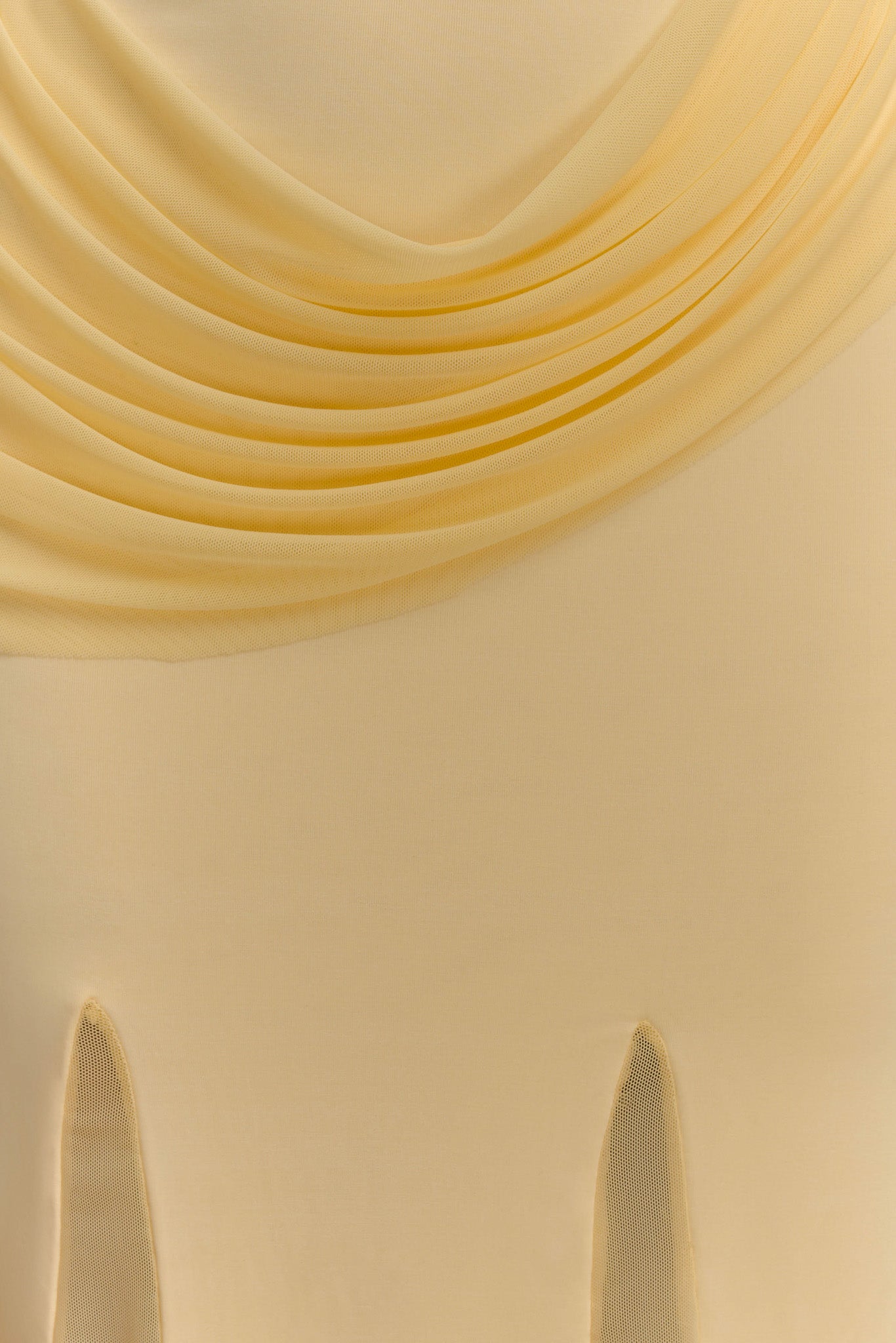 Gabrielle Slinky And Mesh Maxi Dress - Lemon