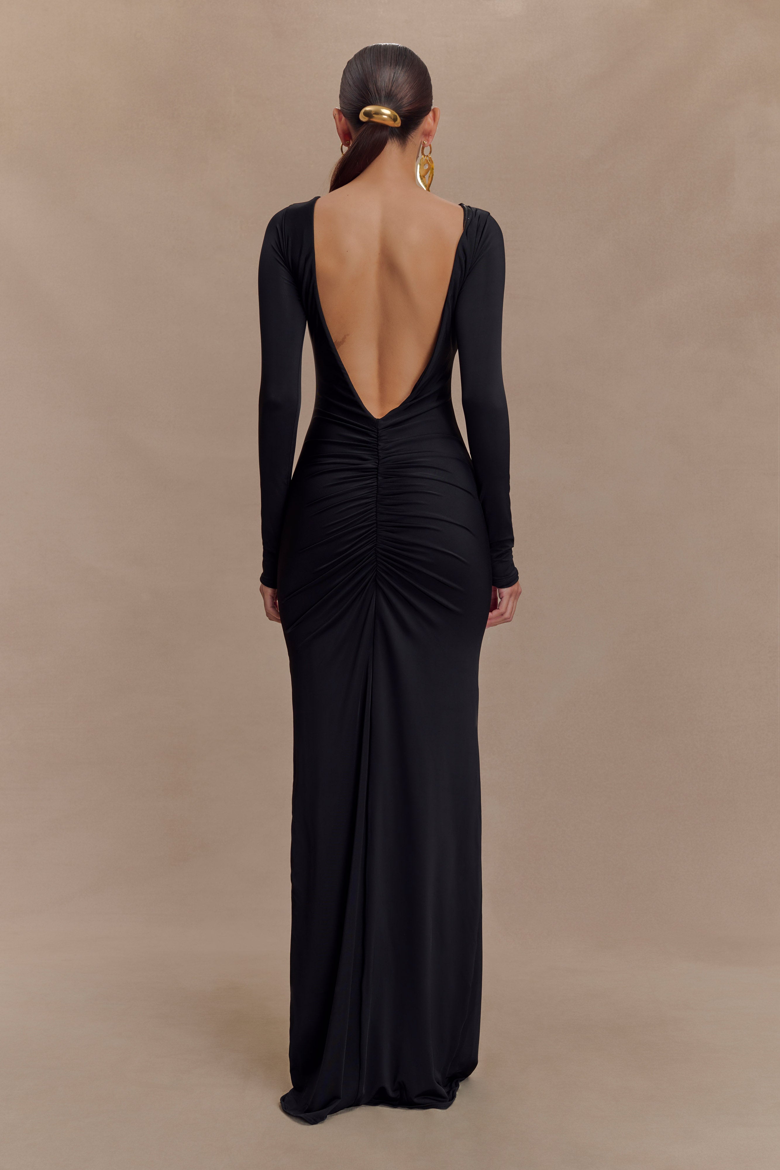 Louisa Long Sleeve Slinky Maxi Dress / Black | MESHKI | 3XL Louisa Long Sleeve Slinky Maxi Dress / Black | MESHKI | 3XL