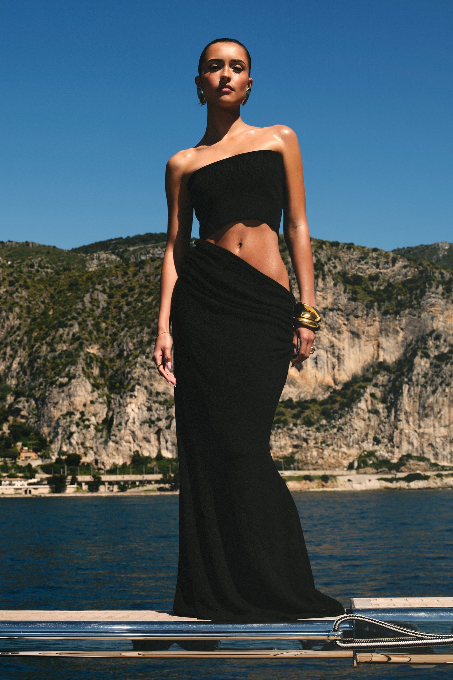 Jasiel Strapless Knit Maxi Dress - Black