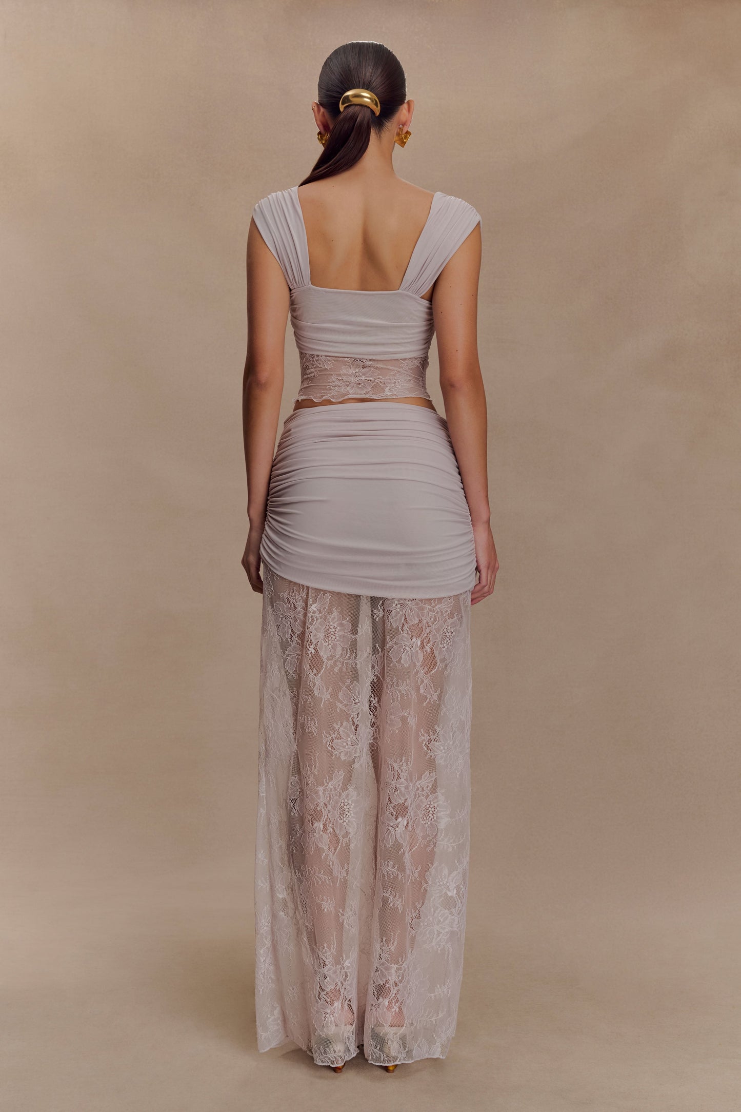 Guinevere Lace And Mesh Top - Lilac