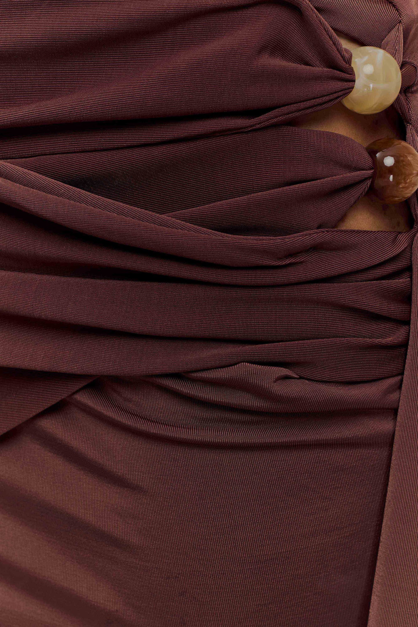 Alicent Slinky Beaded Mini Skirt - Chocolate