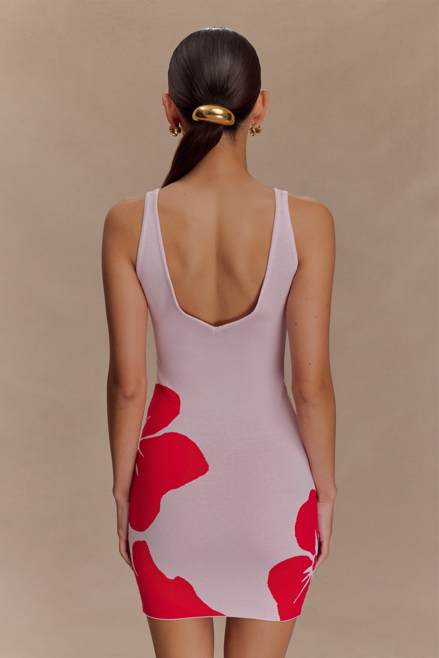 Dorothy Knit Print Mini Dress - Red Deco Fleur Print