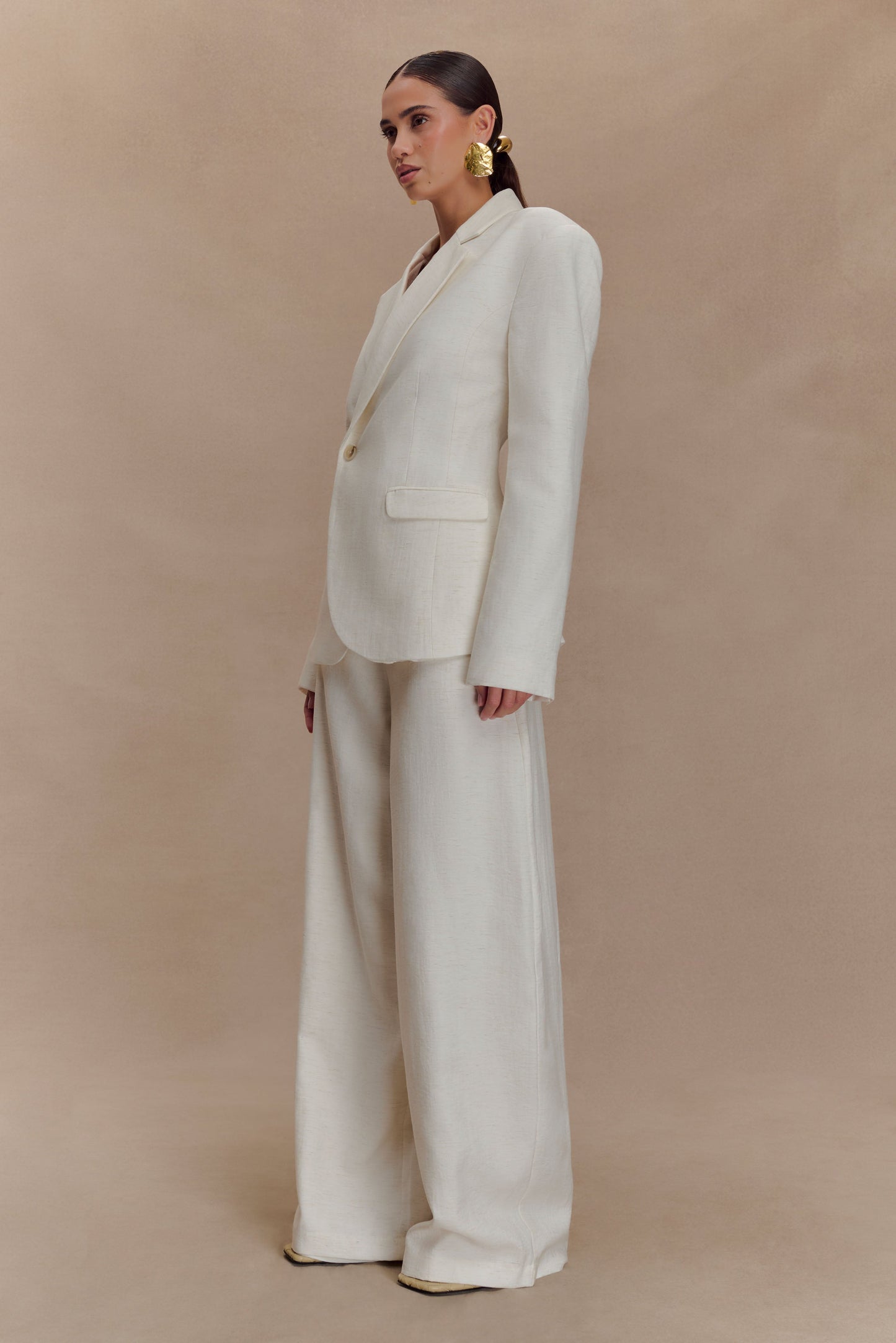 Jameson Cinched Linen Blazer - Oat Marle